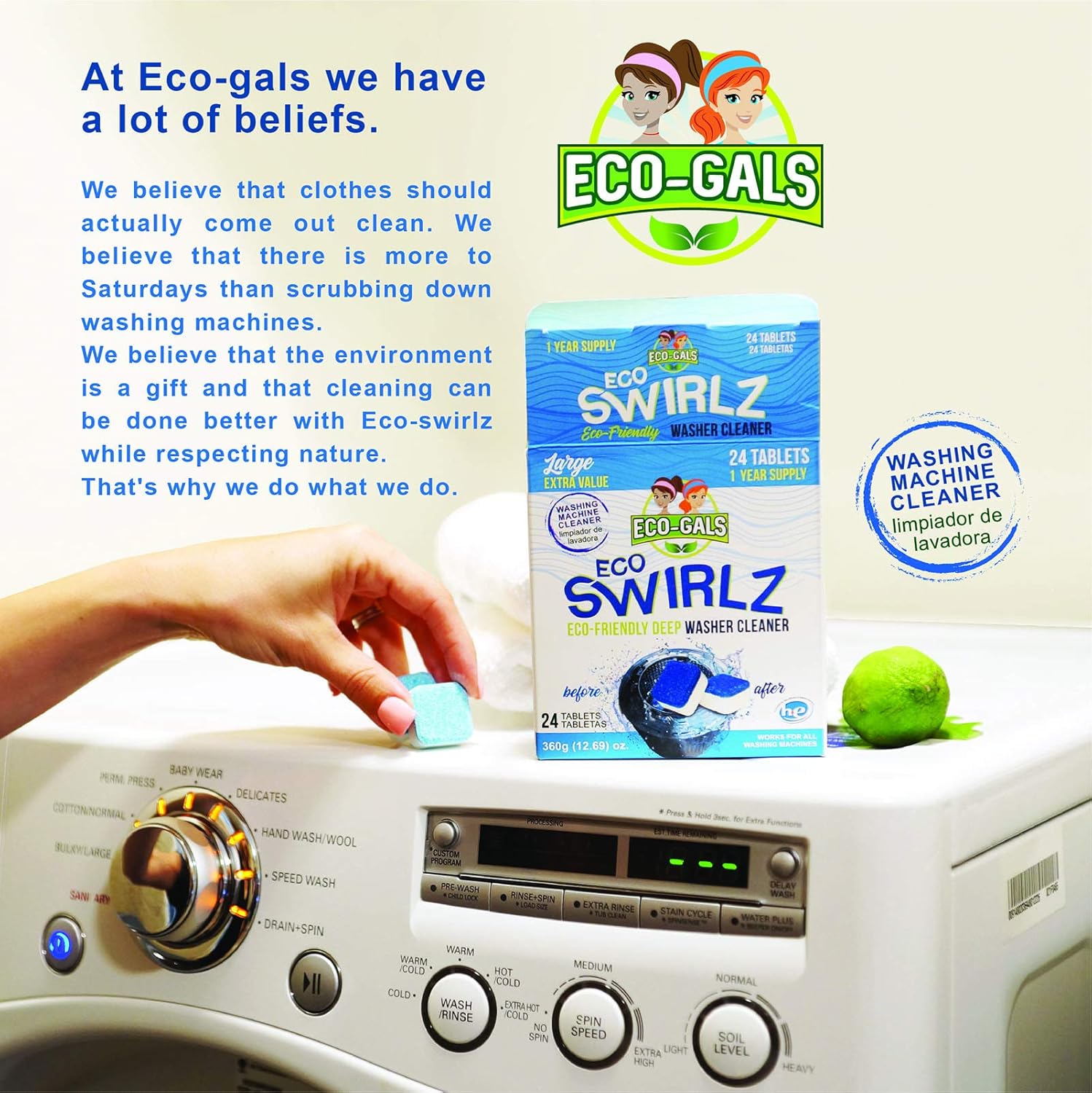 Eco-Gals Eco Swirlz Washing Machine Cleaner, 24 Count : Health & Household