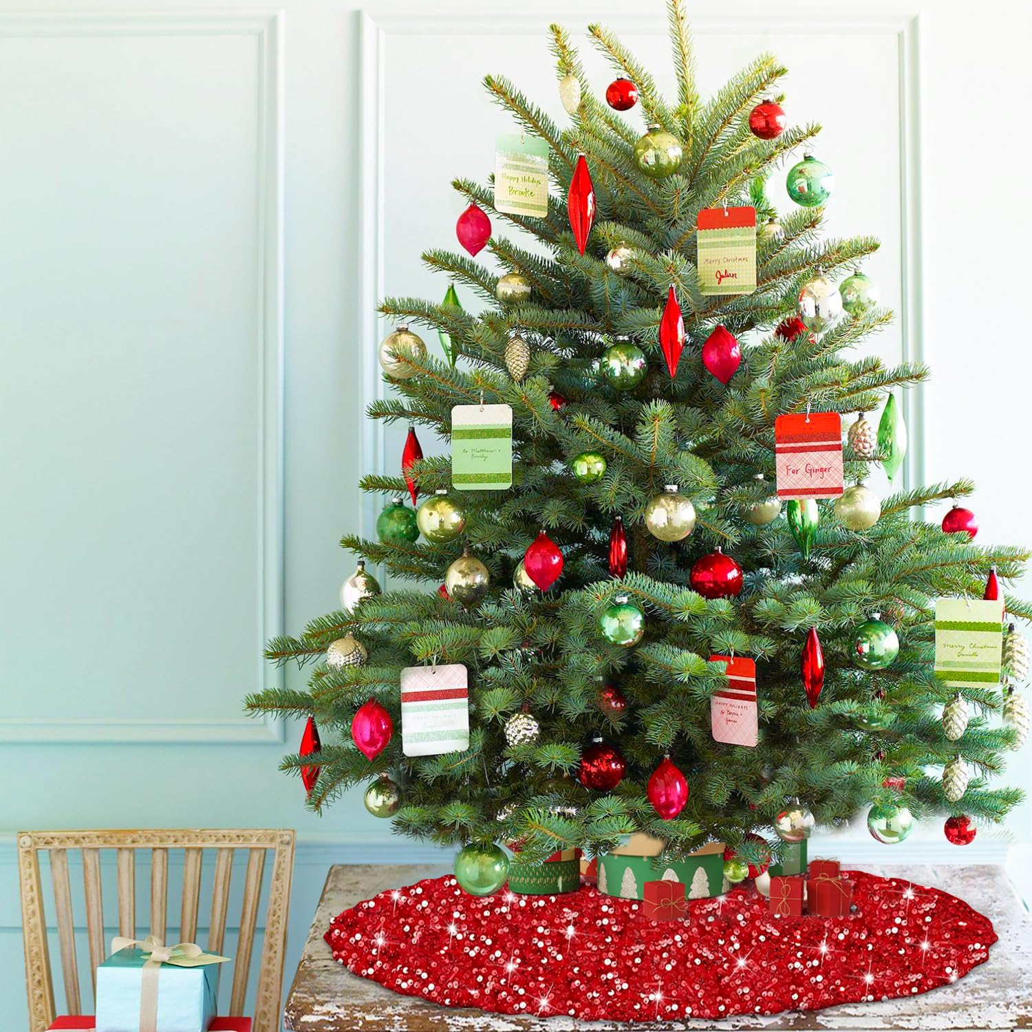 Bellatio decorations Kerstboomrok - wit - 90 cm