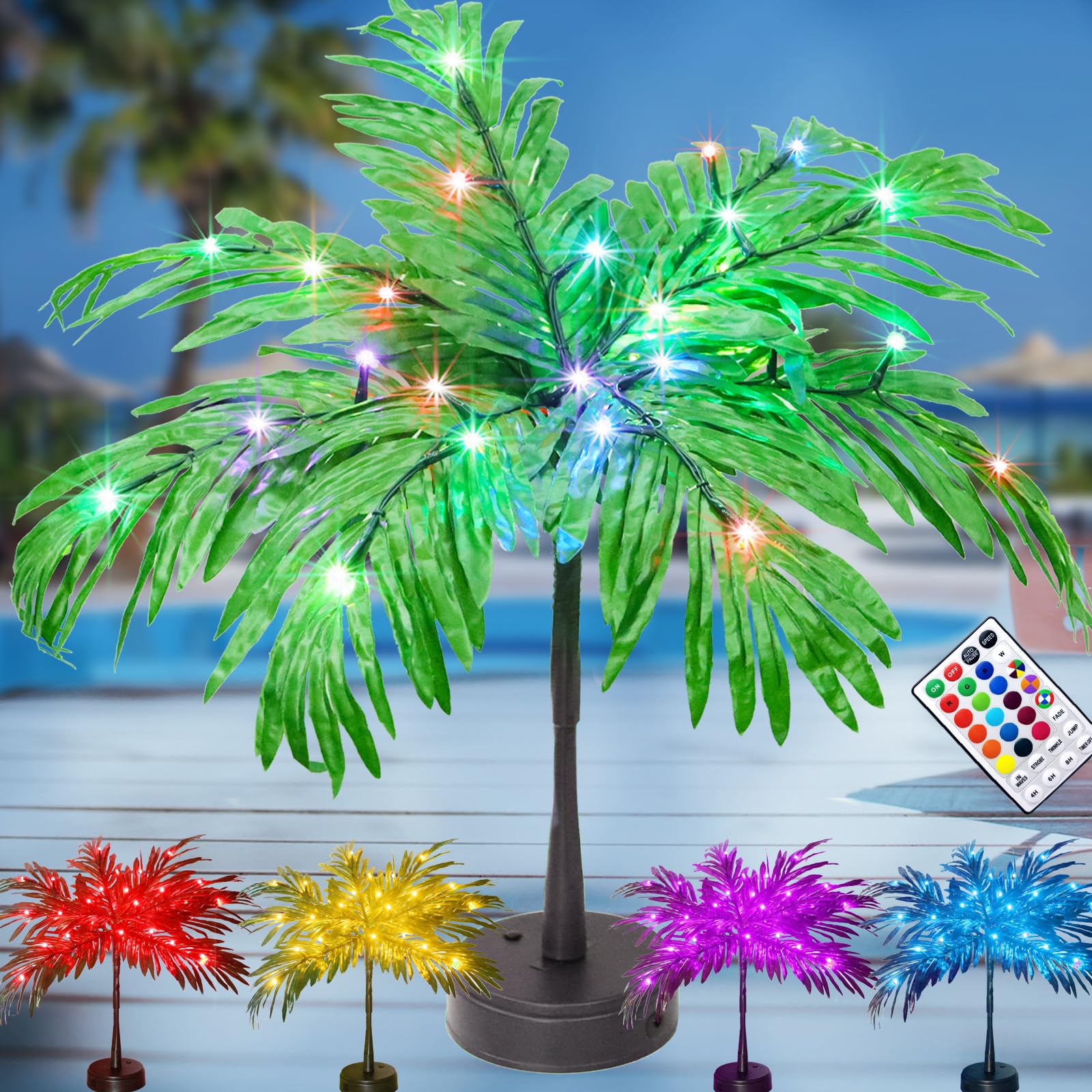 Amazon.com: 28 Colors Changing Light Up Palm Tree Table Decor