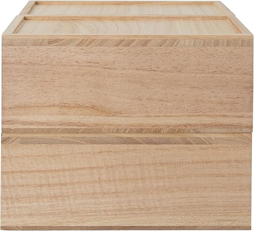 Miniatura 8 de Martha Stewart Weston Cajas de almacenamiento apilables de madera con cajones extraíbles, organizadores de almacenamiento de madera de Paulownia,