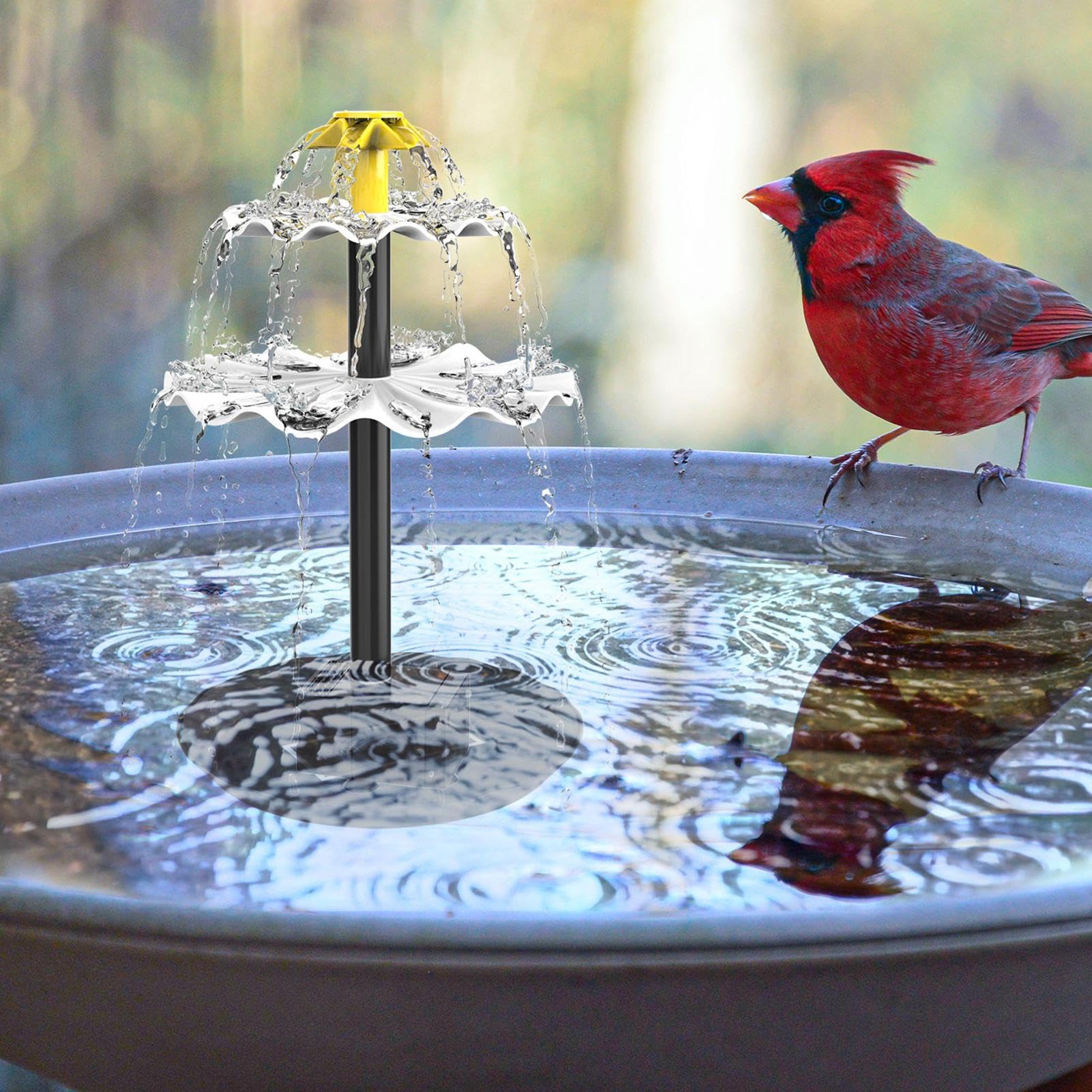 Pompe Fontaine Solaire Oiseau – Fontaine Bain Oiseaux Flottante 3 Niveaux – Énergie Solaire Jardin Étang Piscine