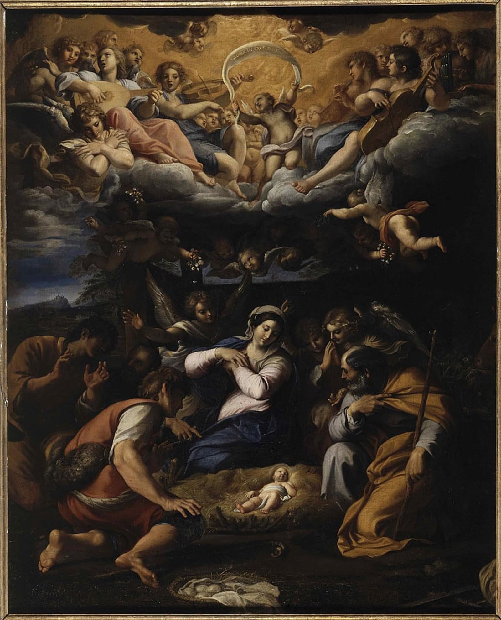 ARTXLXXBN Famous Print Painting Colorful Art Print the Adoration of the Shepherdsa by Annibale Carracci Canvas Art Decorations for Home Decor 60x90cm