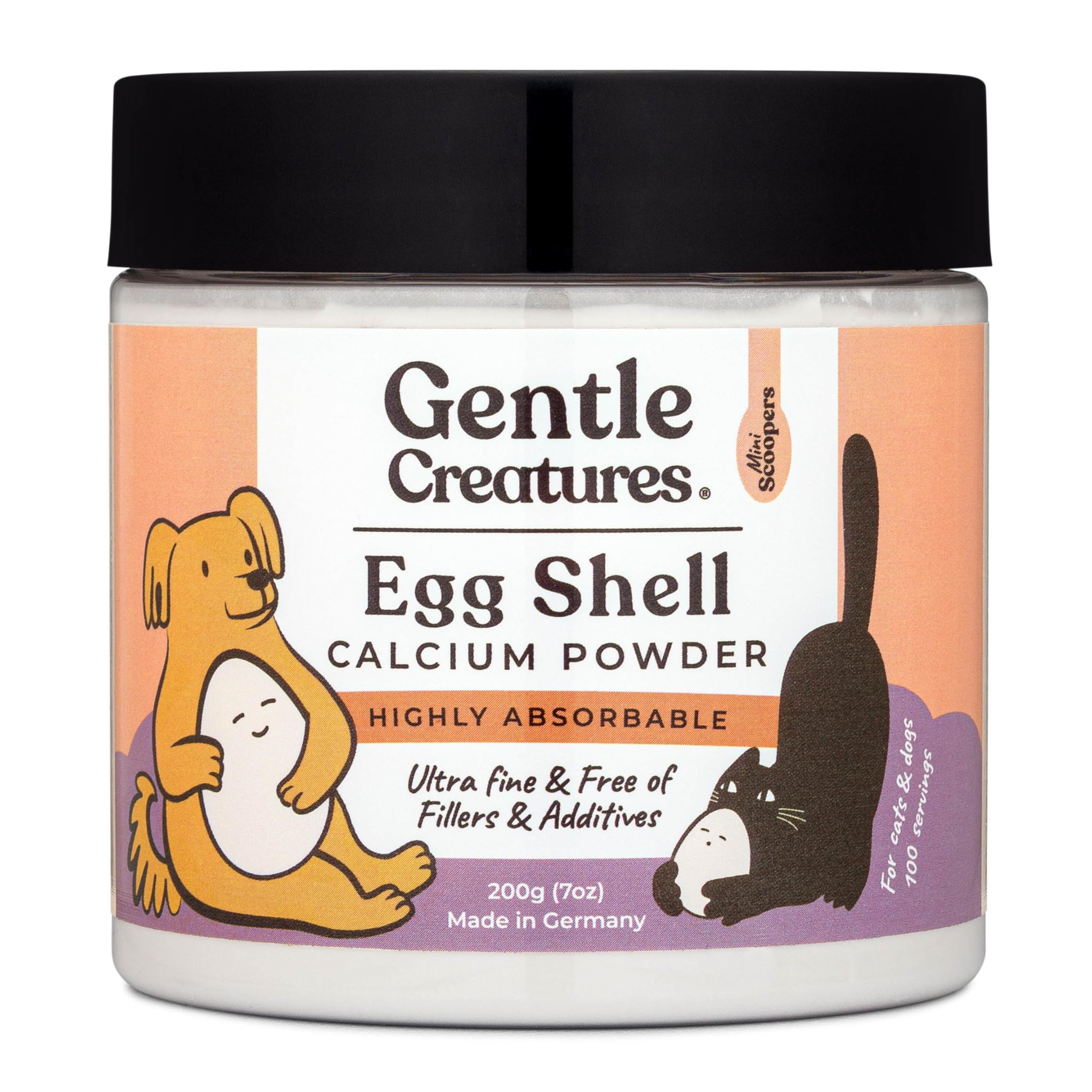 Gentle Creatures Eggshell Calcium Powder for Dogs & Cats, Food Topper, 7 oz