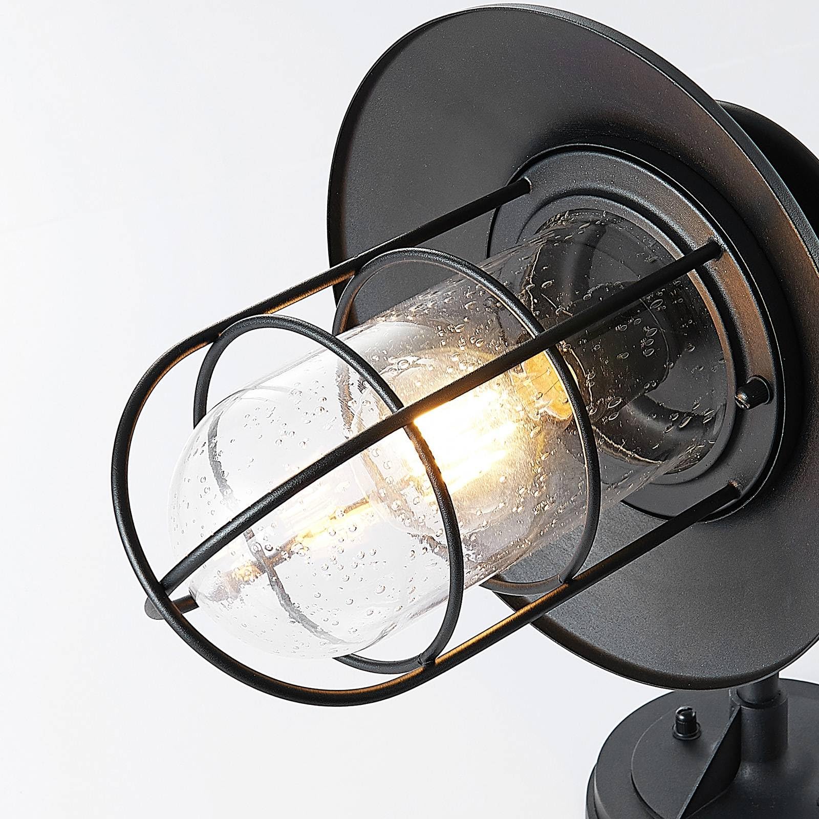 Lindby Wandleuchte außen (Laterne) Kyan (spritzwassergeschützt (Retro, Vintage Antik) in Schwarz aus Metall (1 flammig E27) - Außenwandleuchten Wandlampe Led Außenlampe Outdoor für
