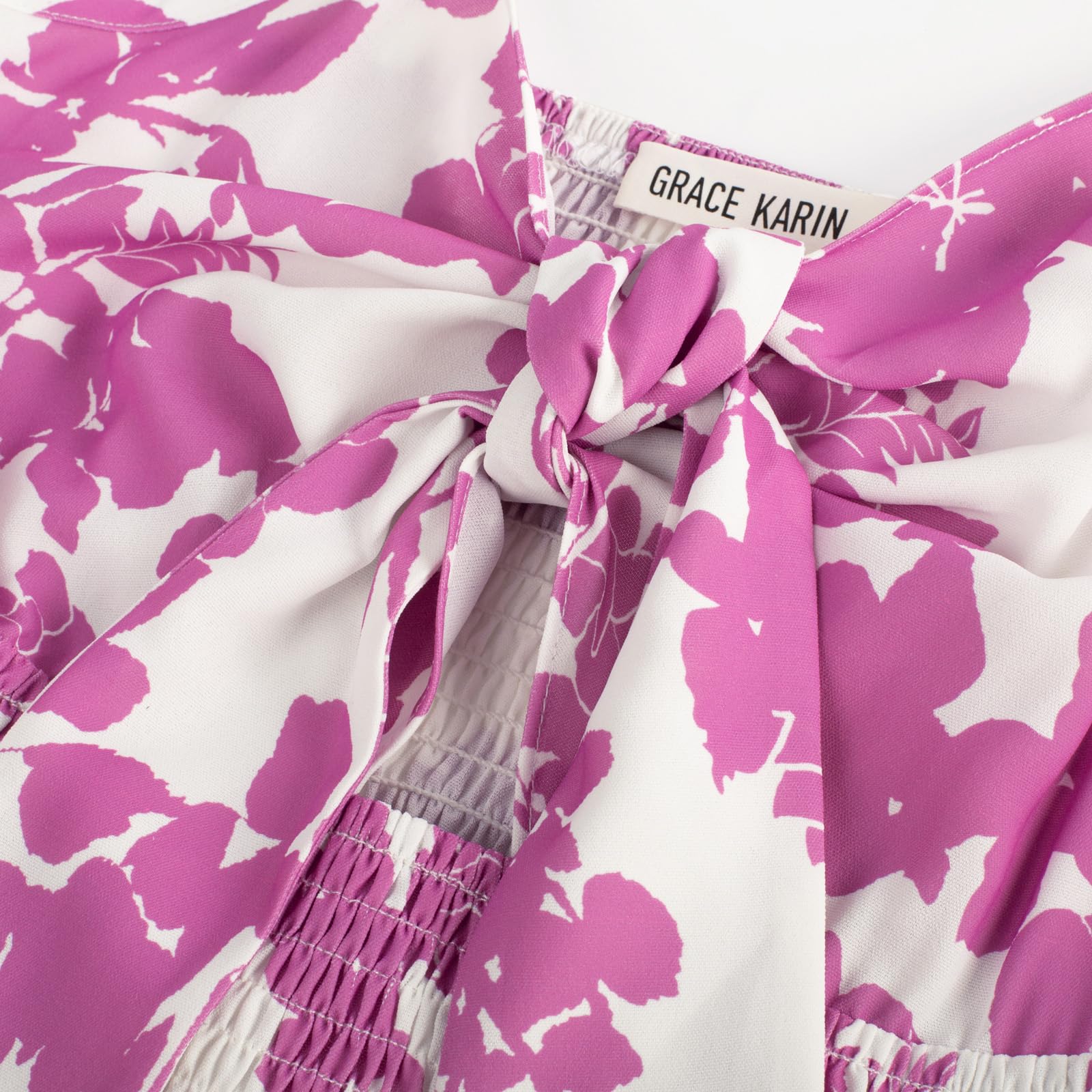 GRACE KARIN Women's 2026 Summer Maxi Dress Floral Tie Front Spaghetti Strap Casual Boho Beach Flowy Sundress with Pockets