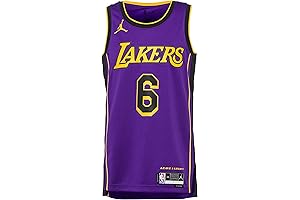 Nike LeBron James Lakers DO9530 Men's Mesh Jersey Top Purple/Yellow (Large)