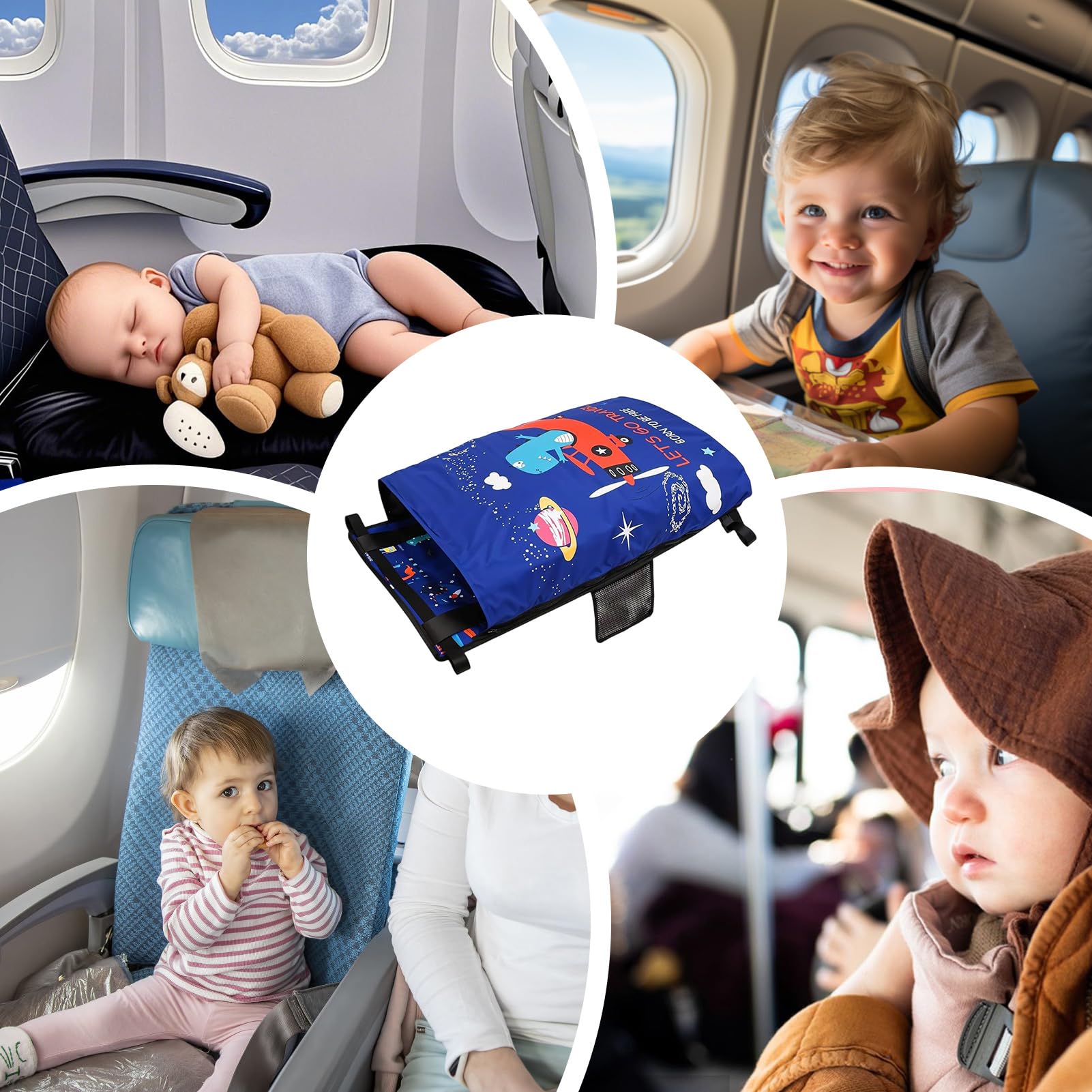 Lit en Avion pour Tout-Petit - 79 cm pour Airplane - Toddler Travel Hammock Flinable Tissu Oxford et Extension de Sommeil en Polyester avec Couverture, Lits Portables pour Les Vols, Voyages su