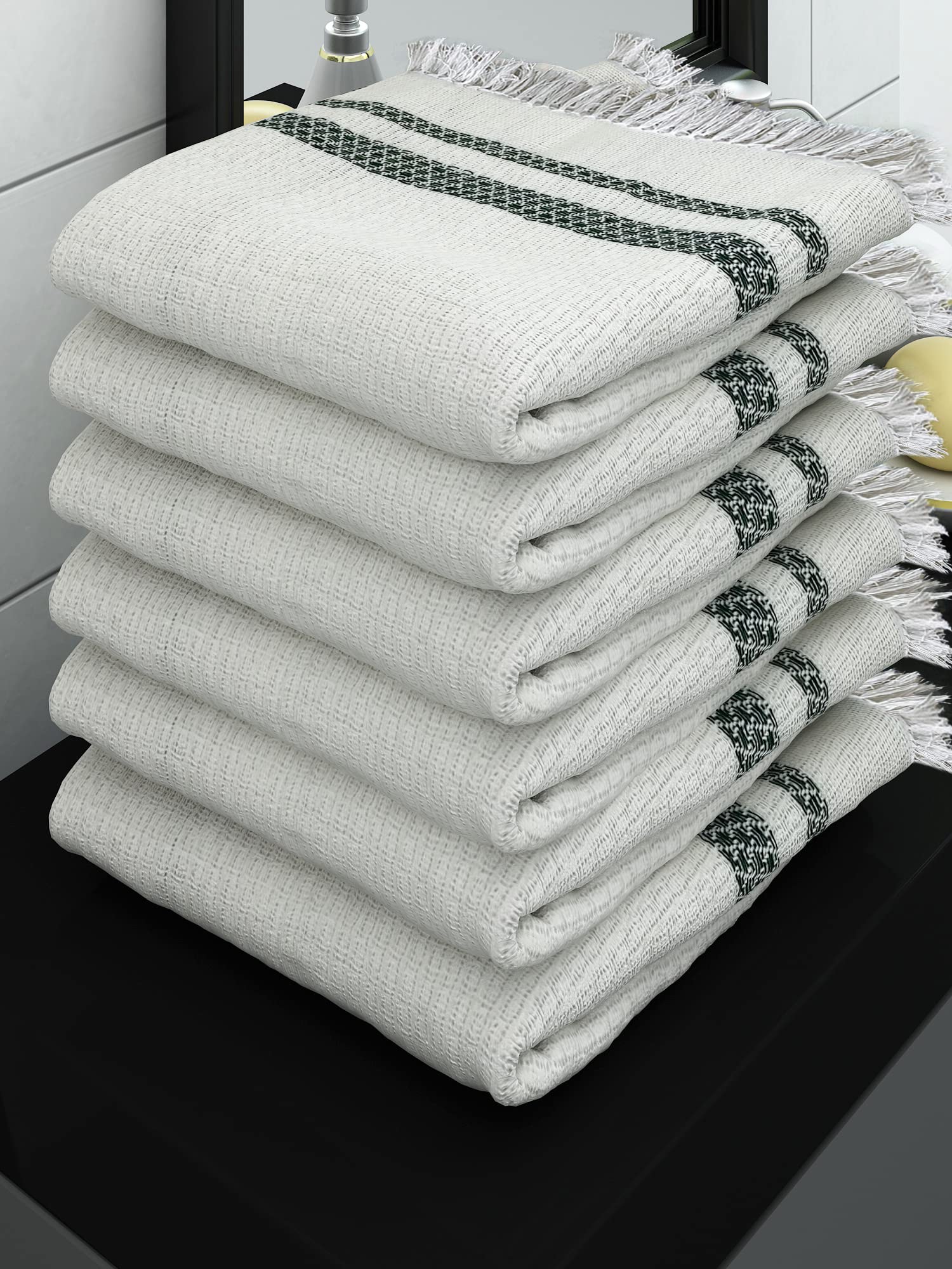 Athom Living Eco Saviour Premium Cotton Bath Towel Pearl White (Pack of 6)