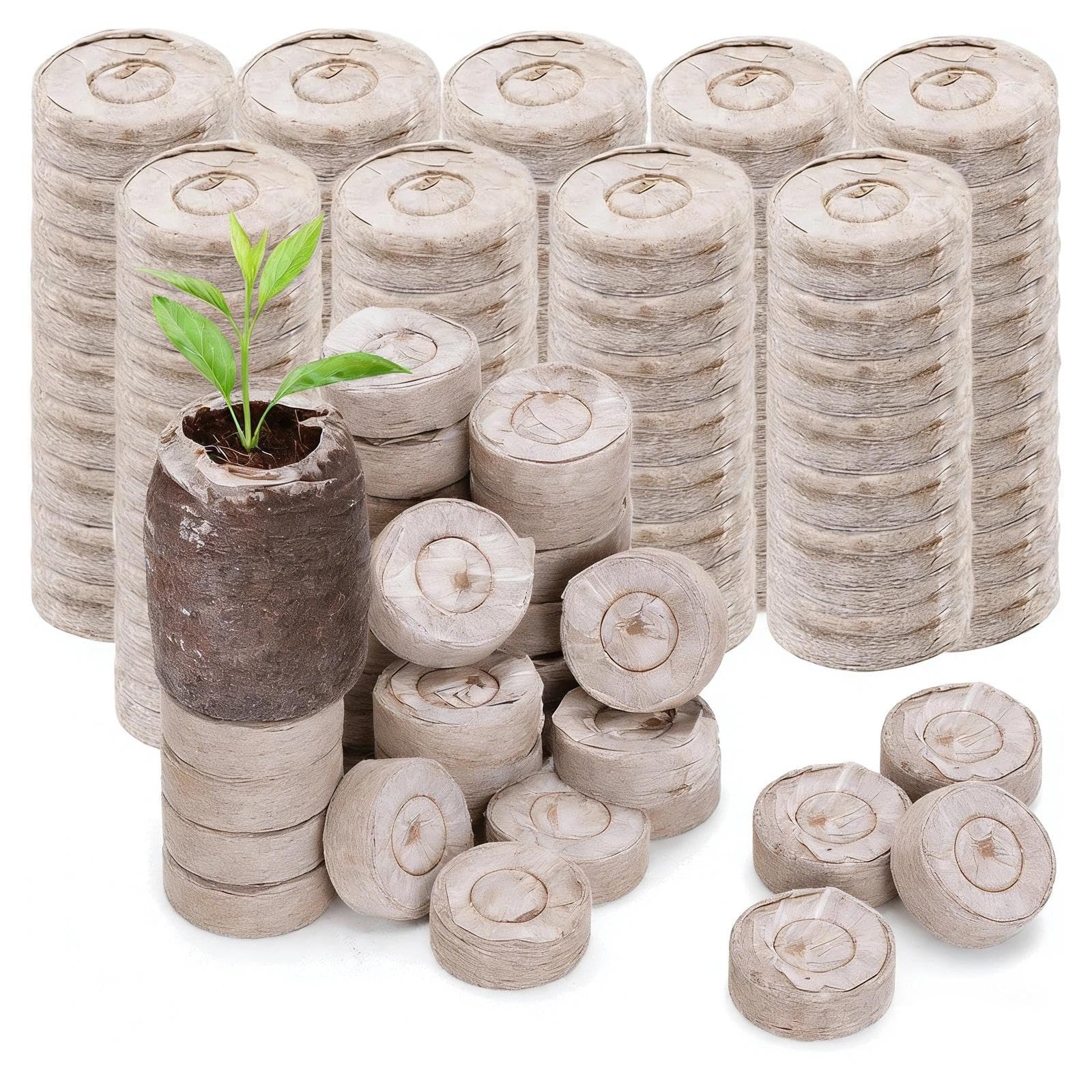 YIFKJYLF 100 Pcs Seed Starter Pods, Peat Free Seed Starter Kit 35mm for Seedlings, Natural Biodegradable Growing Medium for Vegetables, Flowers Herbs, Easy Transplant Healthy Roots