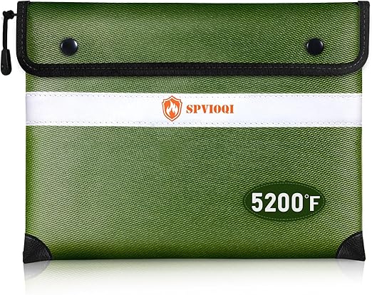 Upgraded 5200°F Fireproof Document Bag - Heat Insulated, Fireproof Safe Pouch with Zipper, 8 Layers of Functional Materials, Fireproof Money Bag for Cash/Documents/Valuables, Water Resistant Fire Bag