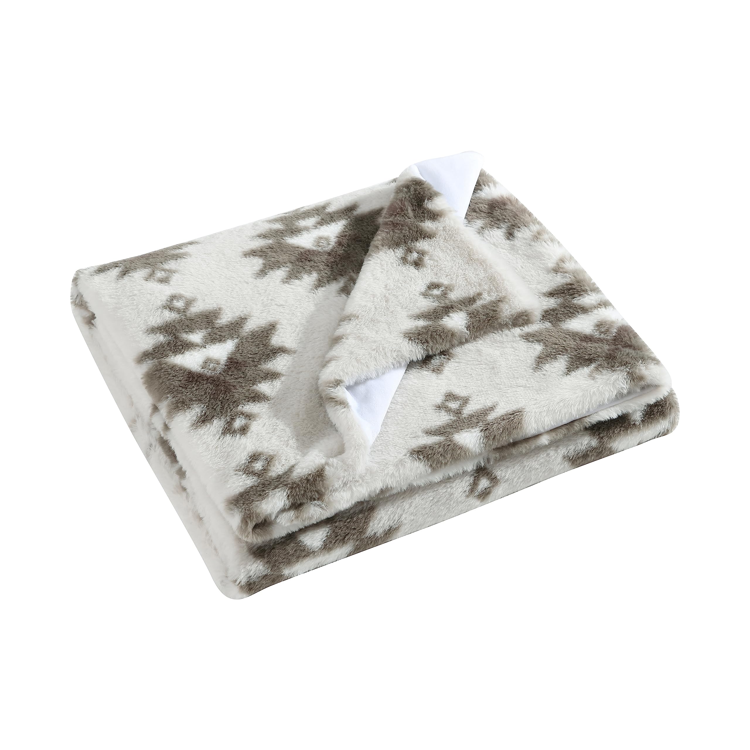 WranglerFaux Fur Home Decor, All Season Reversible Bedding Throw Blanket, 50 x 60, Clayton Ivory