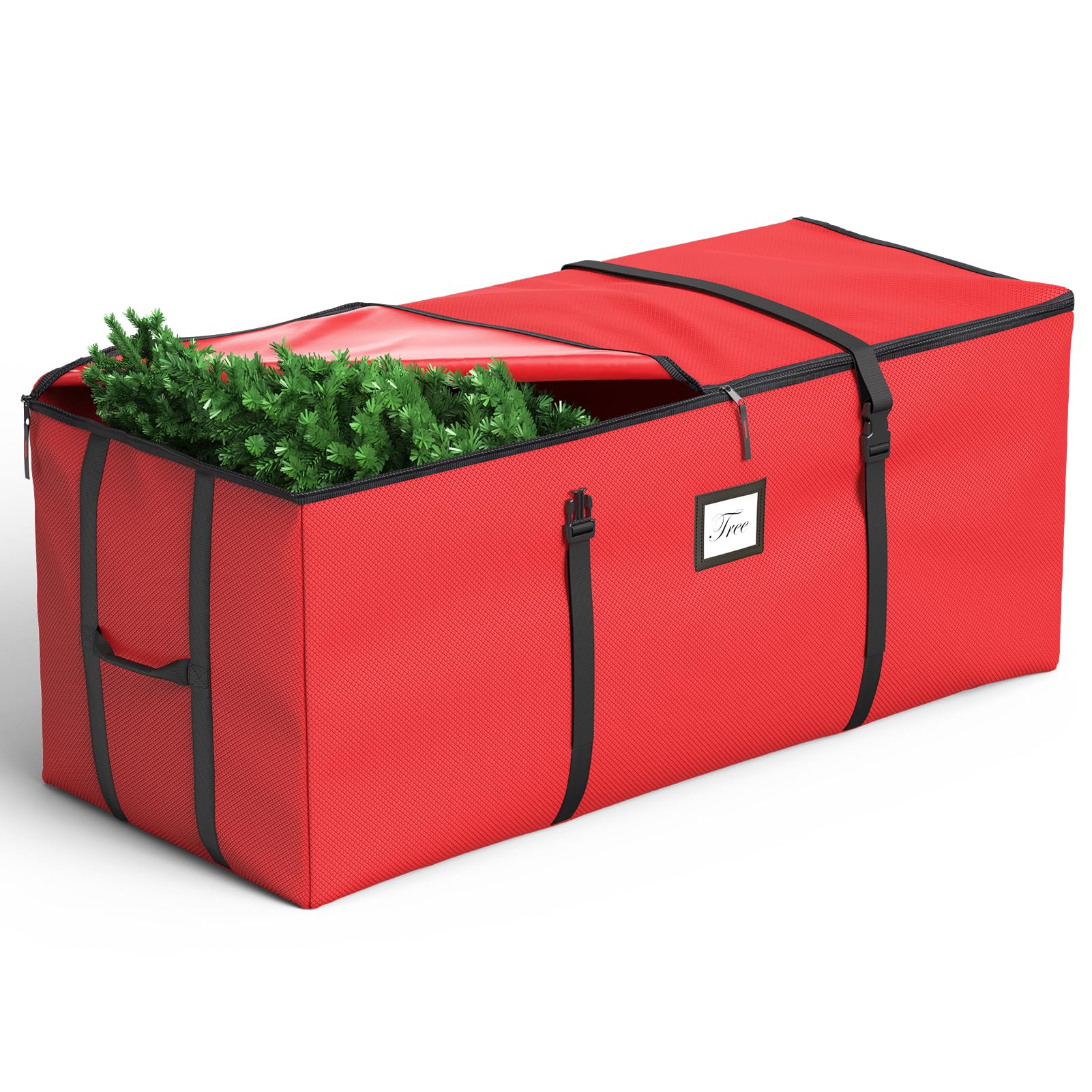 Christmas Tree Storage Bag Fits Up to 9 Ft Artificial Tree, 600D Waterproof Oxford Fabric, Large Christmas Tree Bag with Dual Zipper, Buckle Straps, Handles, Heavy Duty Xmas Storage Container