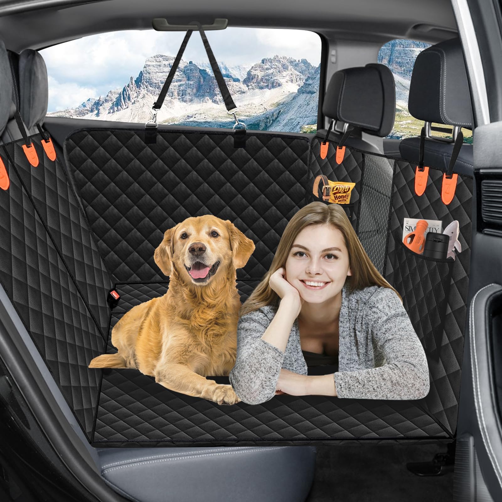 Tapiona Dog Seat Cover Hammock with Hard Bottom for Full