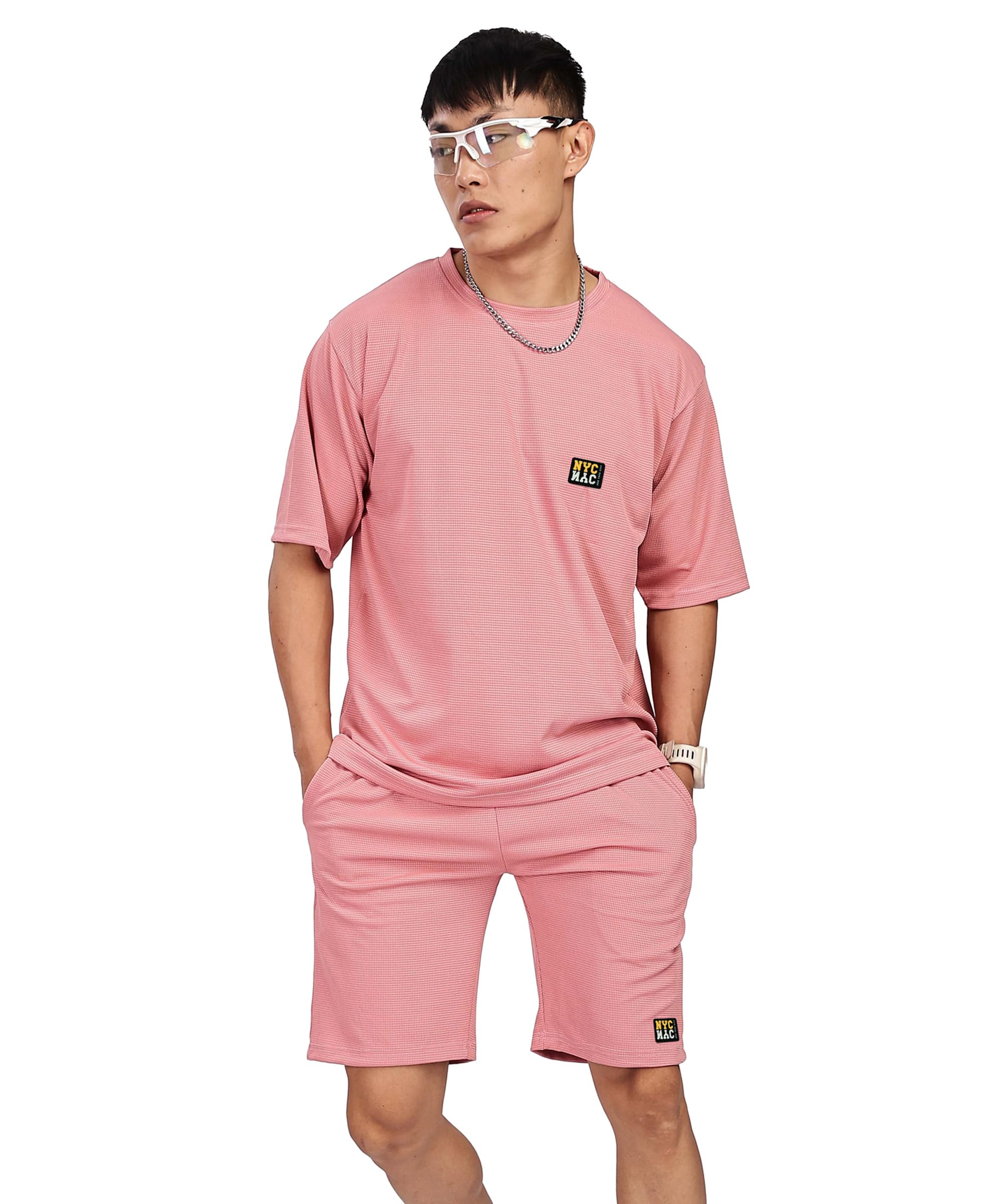 Mens Solid Relaxed Fit Tshirt and Short Set (Pack of 1)-image-1