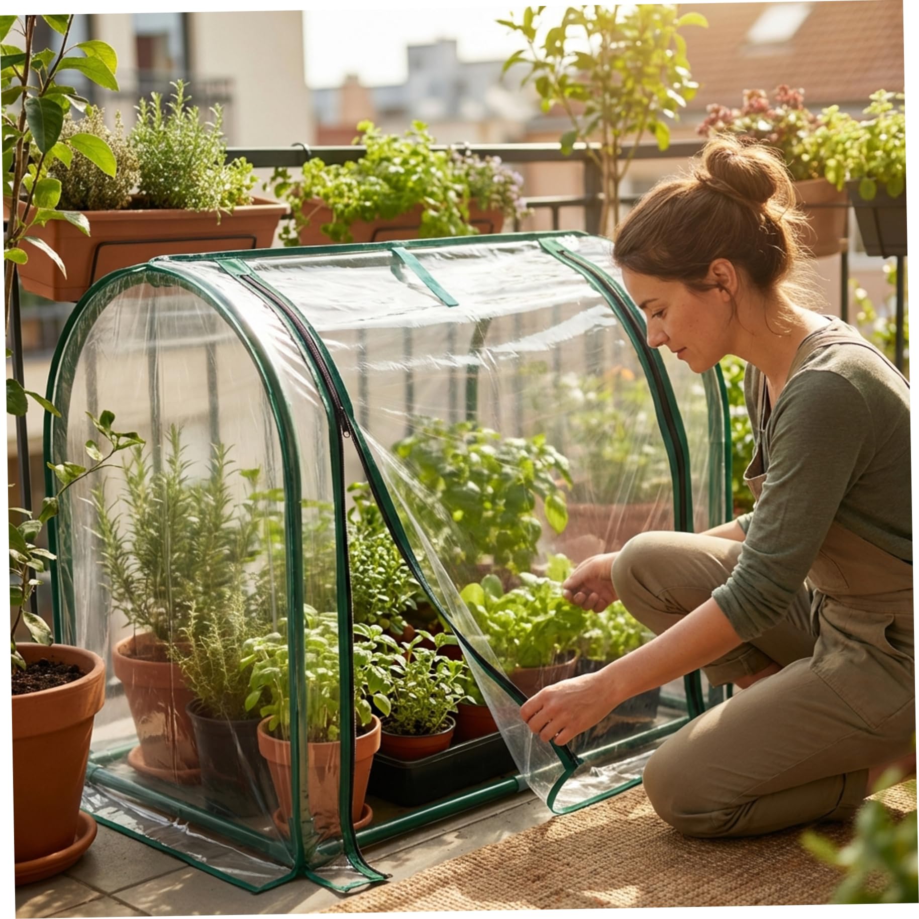 Mini Invernadero Interior Transparente Pequeño Invernadero de Mesa con Cremallera Cúpula de Humedad de Plástico para Jardinería Casera Germinación y Plántulas, Decoraciones de Été