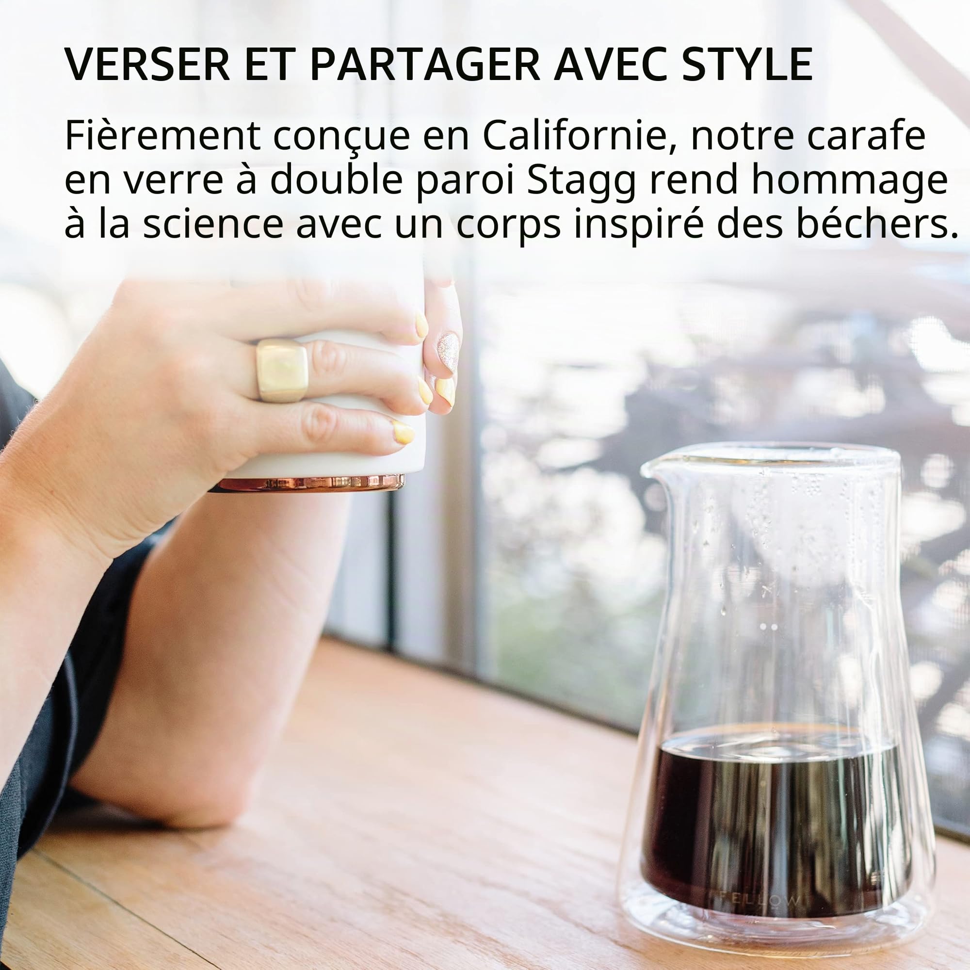 Fellow Stagg | Carafe à café à double paroi | Récipient pour préparation manuelle du café | Carafe en verre borosilicate soufflé à la main, pichet transparent | 600 ml