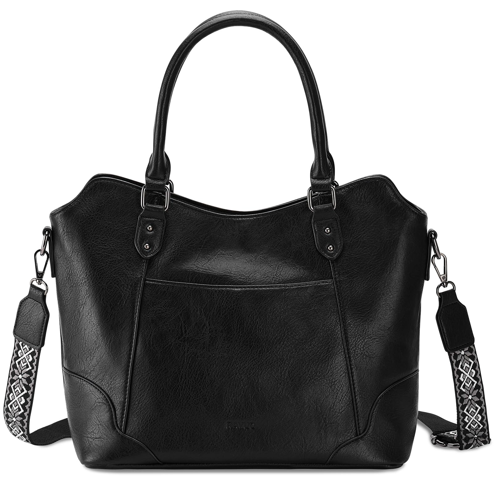 RAVUO Hobo Bag for Women, Vegan Leather Top Handle Handbag Shoulder Purse Chic Ladies Crossbody Bag W Guitar Strap