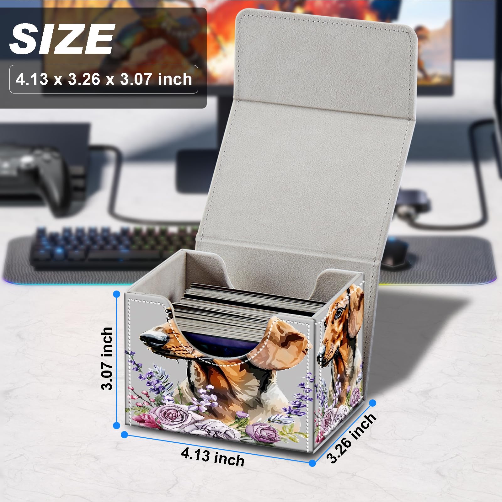 Cute Birds Design Card Holder Cute Birds Design MTG Commander Deck Box -  Holds 100+ Sleeved Cards, PU Leather With Magnetic Closure MTG Deck Box