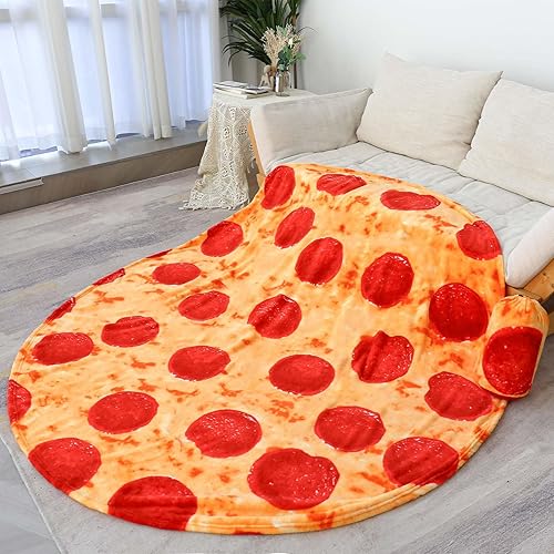 Miniatura 8 de BNuitland Manta divertida de pizza de 71 pulgadas, 300 GSM doble cara gigante divertida manta de comida realista con bolsa de pizza, manta divertida