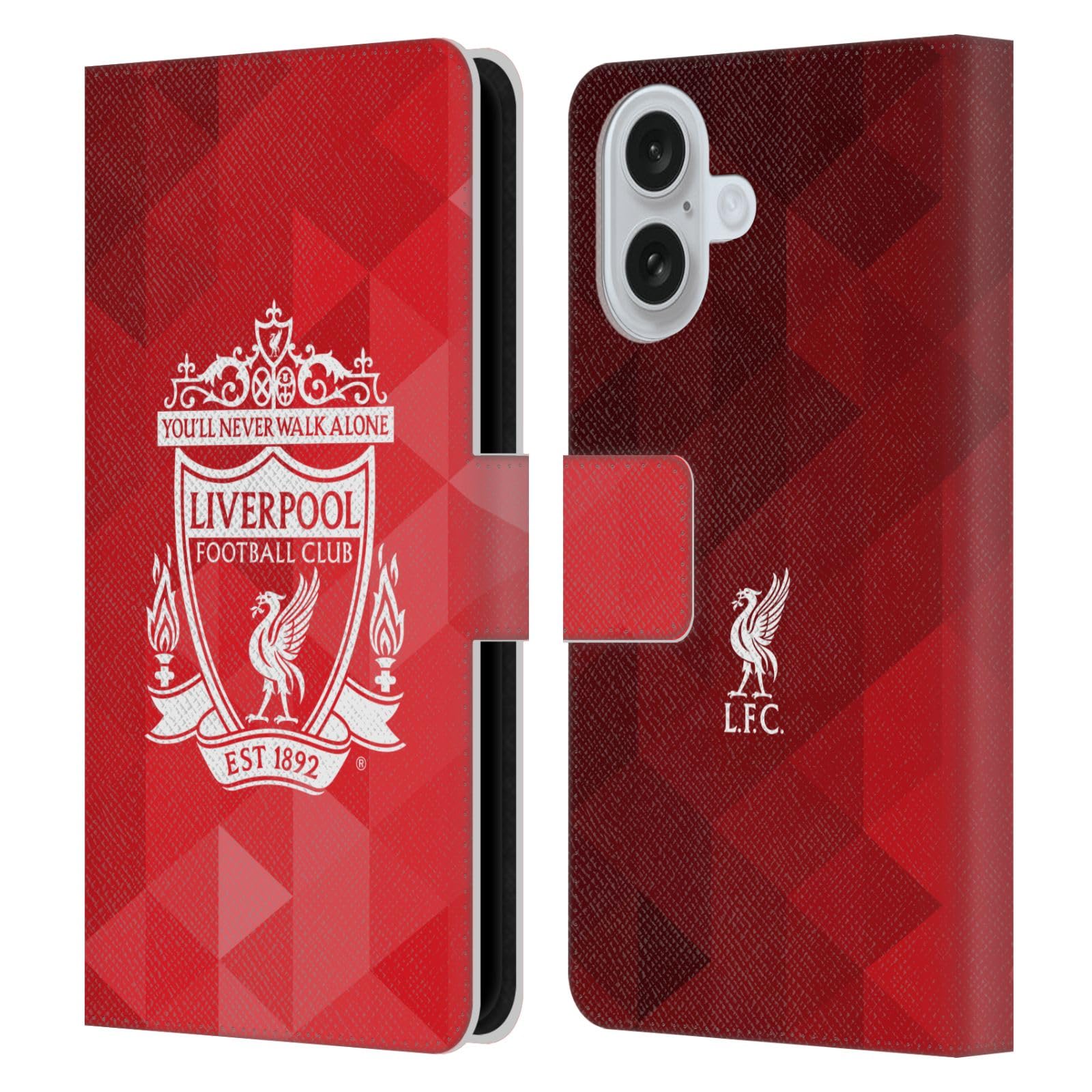 Head Case Designs Officially Licensed Liverpool Football Club Red Geometric 2 Crest 1 Leather Wallet Case Compatible With Apple iPhone 16