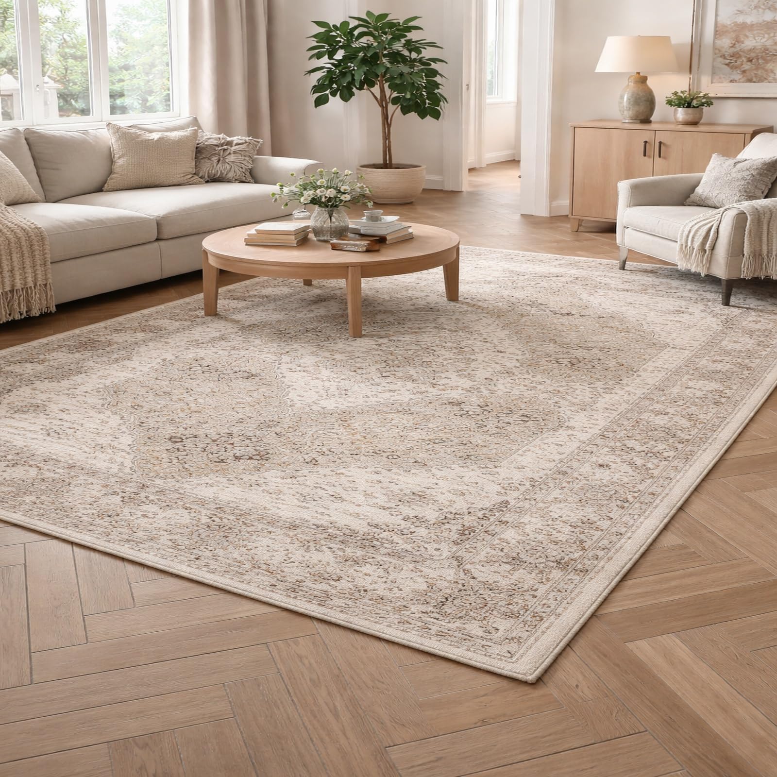 Teppiche Wohndeko für Wohnzimmer Schlafzimmer Aesthetic Room Decor,Vintage Beige, Braun, Weiß, 155 x 200 cm
