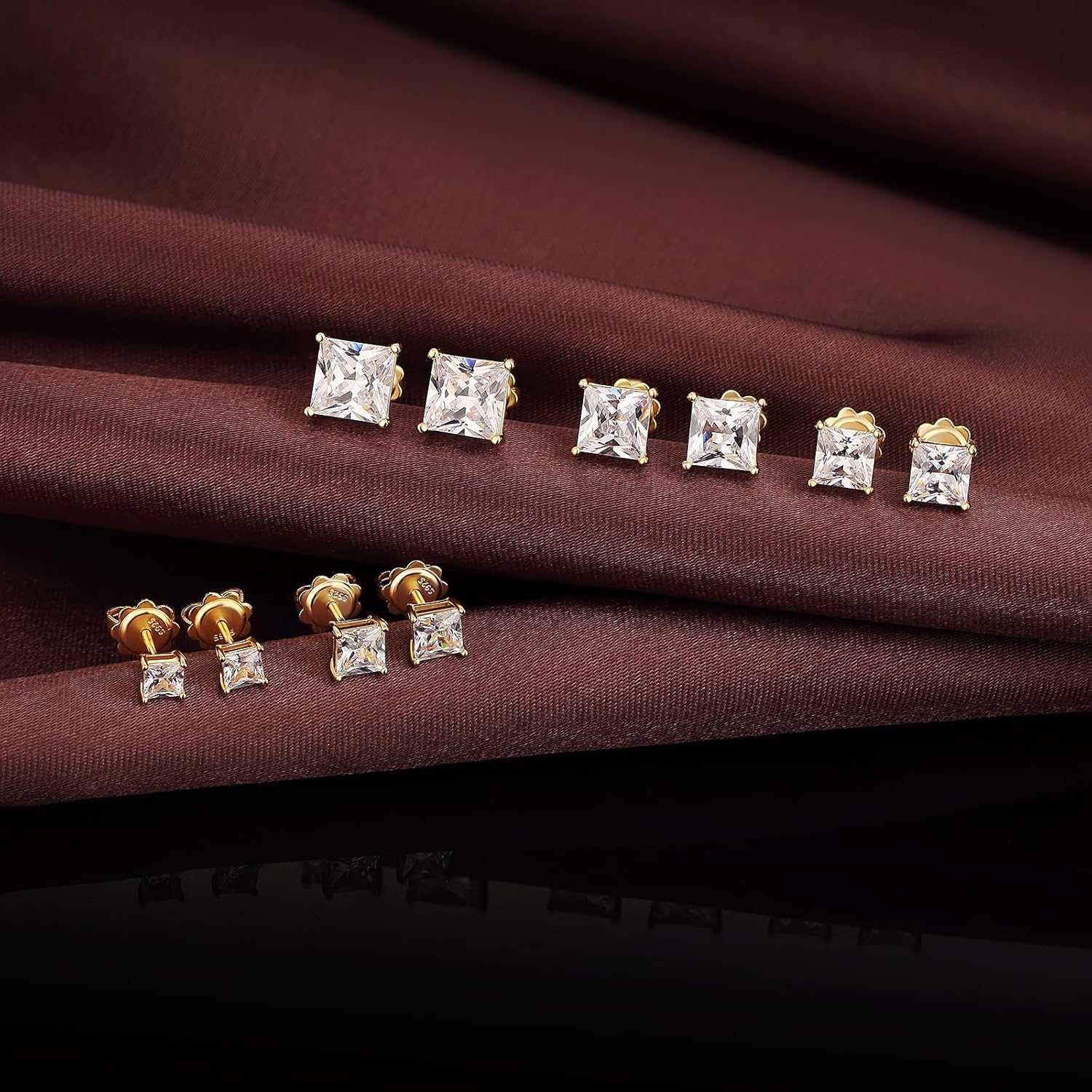 925 Sterling Silver Cubic Zirconia Stud Earrings for Women/Men Hypoallergenic Stud Earrings 4MM-8MM