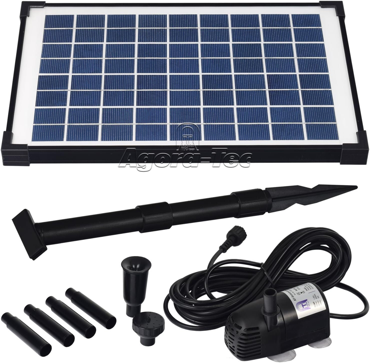 AgoraTec® AT2W Solar Teichpumpe 2 Watt Hmax. 170l/h Fontainenhöhe 0