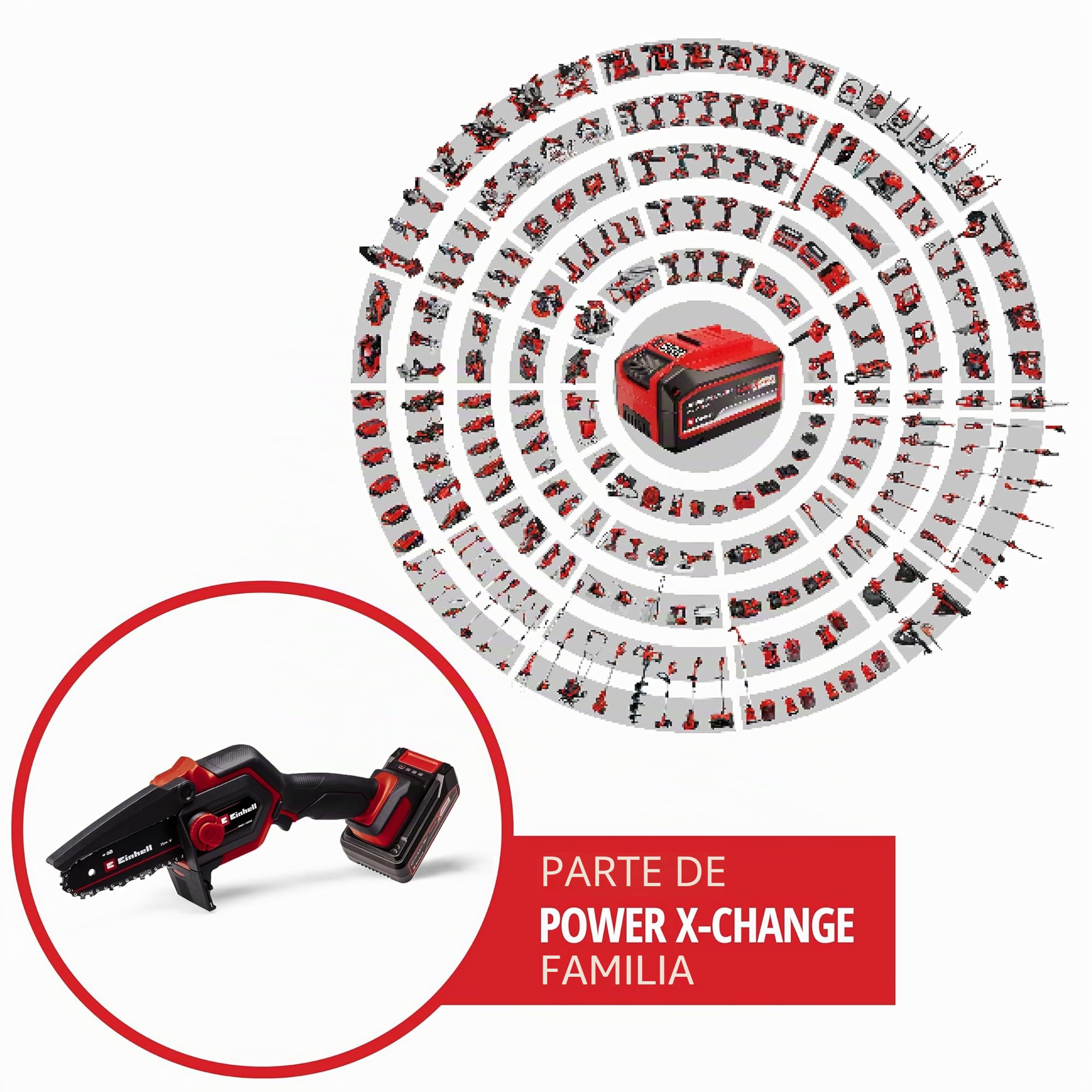 Einhell GE-PS 18/15 Li BL Kit Power X-Change - Sierra de podar inalámbrica (18 V, sin escobillas, longitud de corte de 12,5 cm, cambio de espada/cadena sin herramientas, incluye batería de 2,5 Ah
