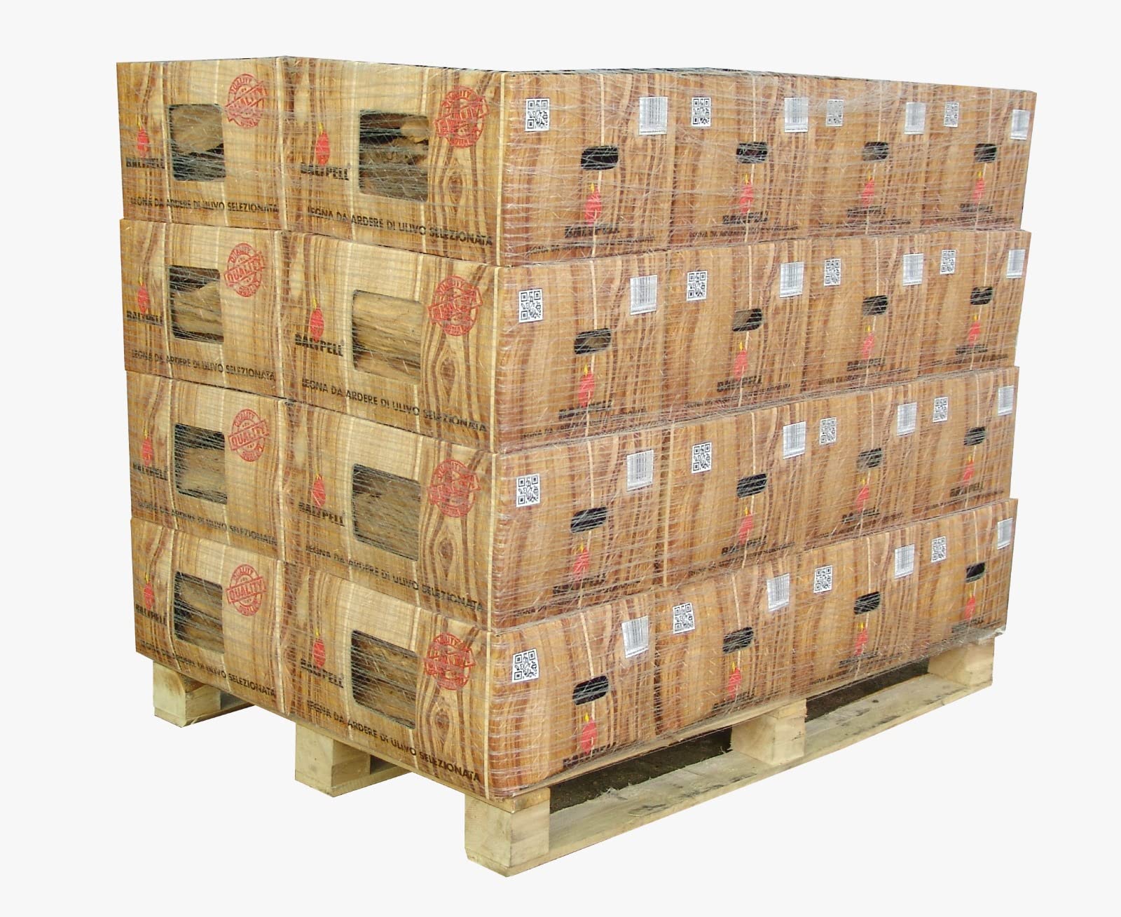 Legna Da Ardere di Ulivo | 32 Scatole | 320KG | Facili da Trasportare | Per Camini, Stufe, Barbecue | Ecologica & Non Sporca