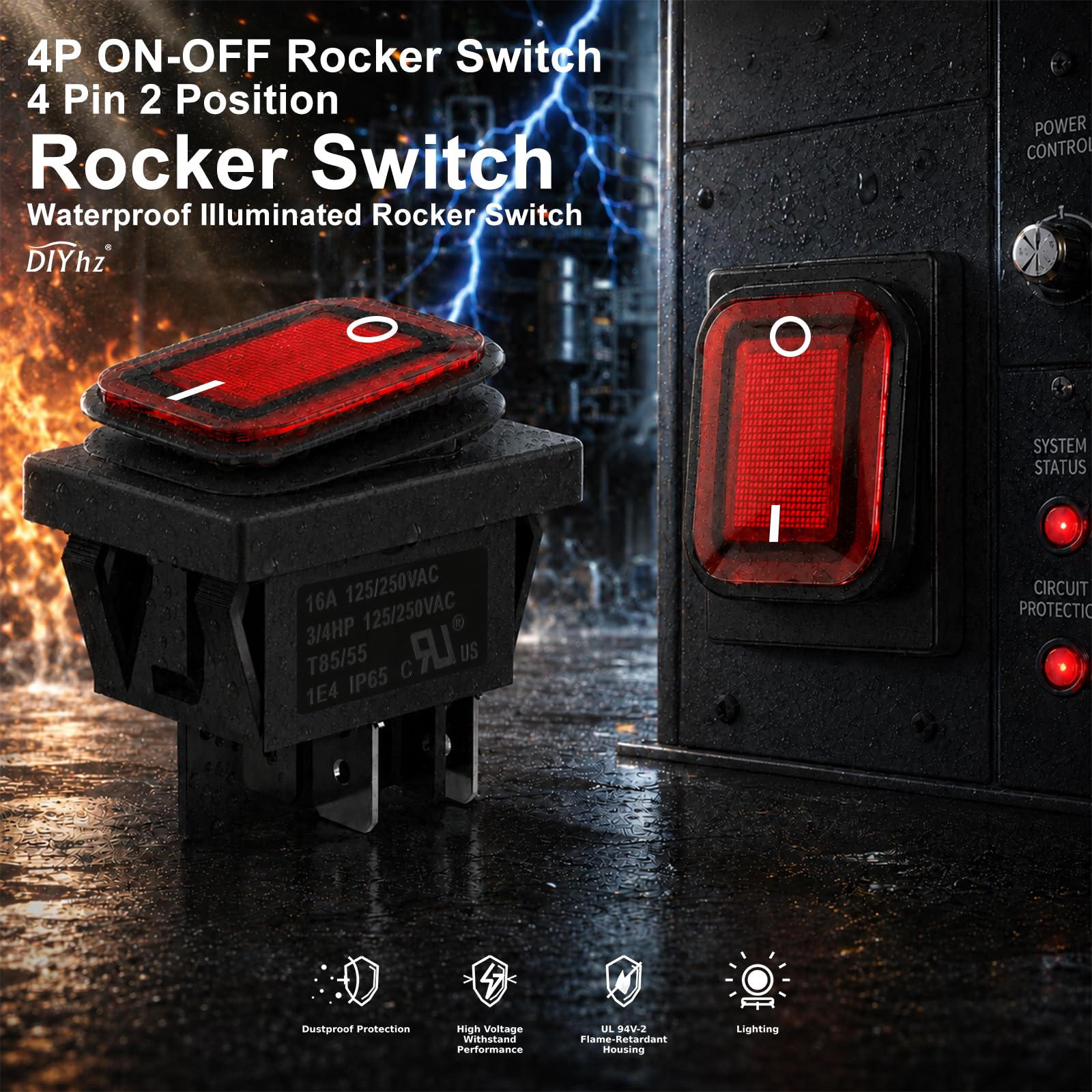 2szt AC 16 A/250 V 20 A/125 V 2 Pozycja Wł./Wył. Łódź Rocker Wodoodporna Przełącznik z Czerwony/Zielony Wskaźnik Światła