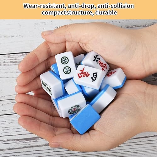 Miniatura 6 de Chinese Mini Mahjong Sets144 Melamine Tiles 1.1"(28mm) with Portable Travel Handbag Complete Mahjong Game Set - (Mah Jong, Mahjongg, Mah Jongg,