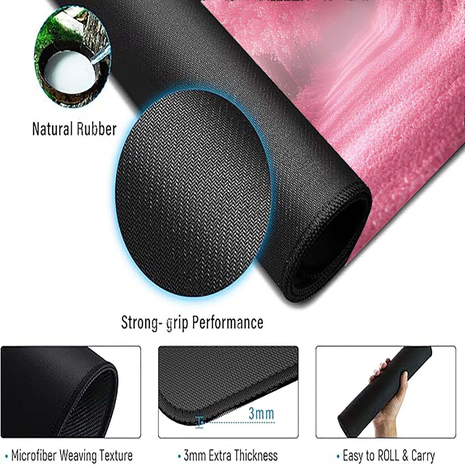 Podkładka pod mysz XXL 1600 x 800 mm różowa podkładka pod mysz krajobrazowa biurko podkładka pod mysz do gier antypoślizgowa gumowa podstawa zszyte krawędzie akcesoria biurowe do gier do biura i