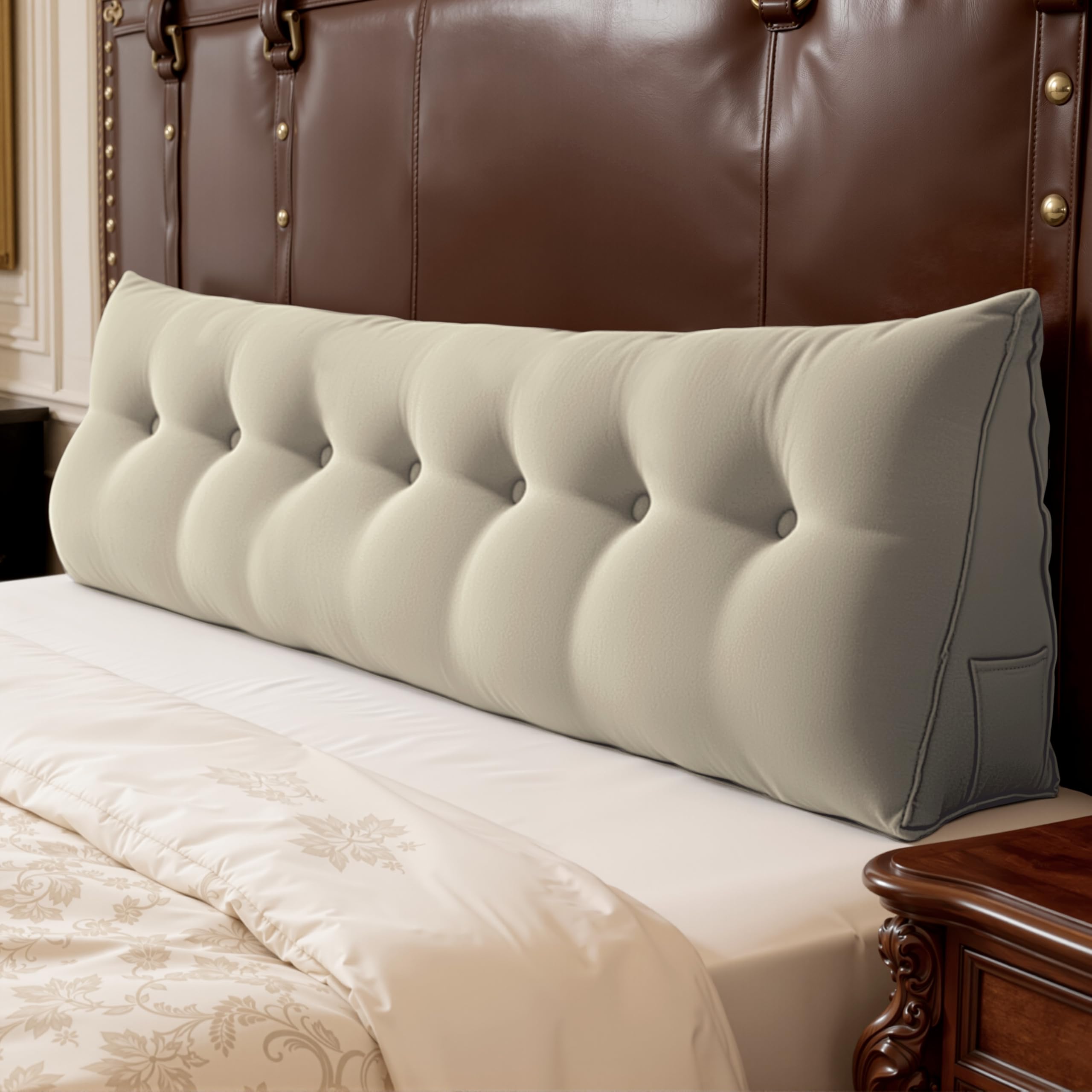 WOWMAX Multifunctional Upholstered Headboard Pillow King, Natural