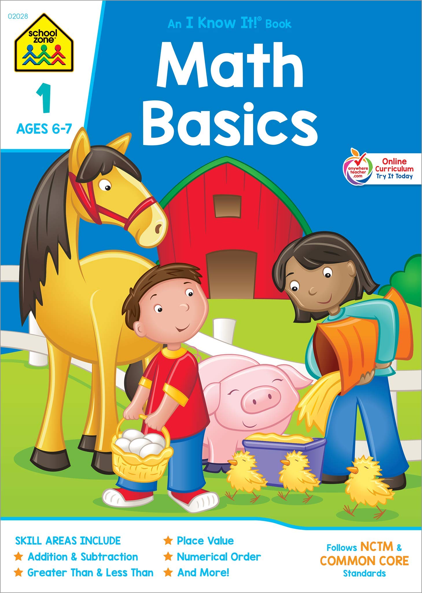 School Zone - Math Basics 1 Workbook - 32 Pages, Ages 6 to 7, Grade 1, Addition, Subtraction, Greater Than, Less Than, Comparing, and More (School Zone I Know It!® Workbook Series)