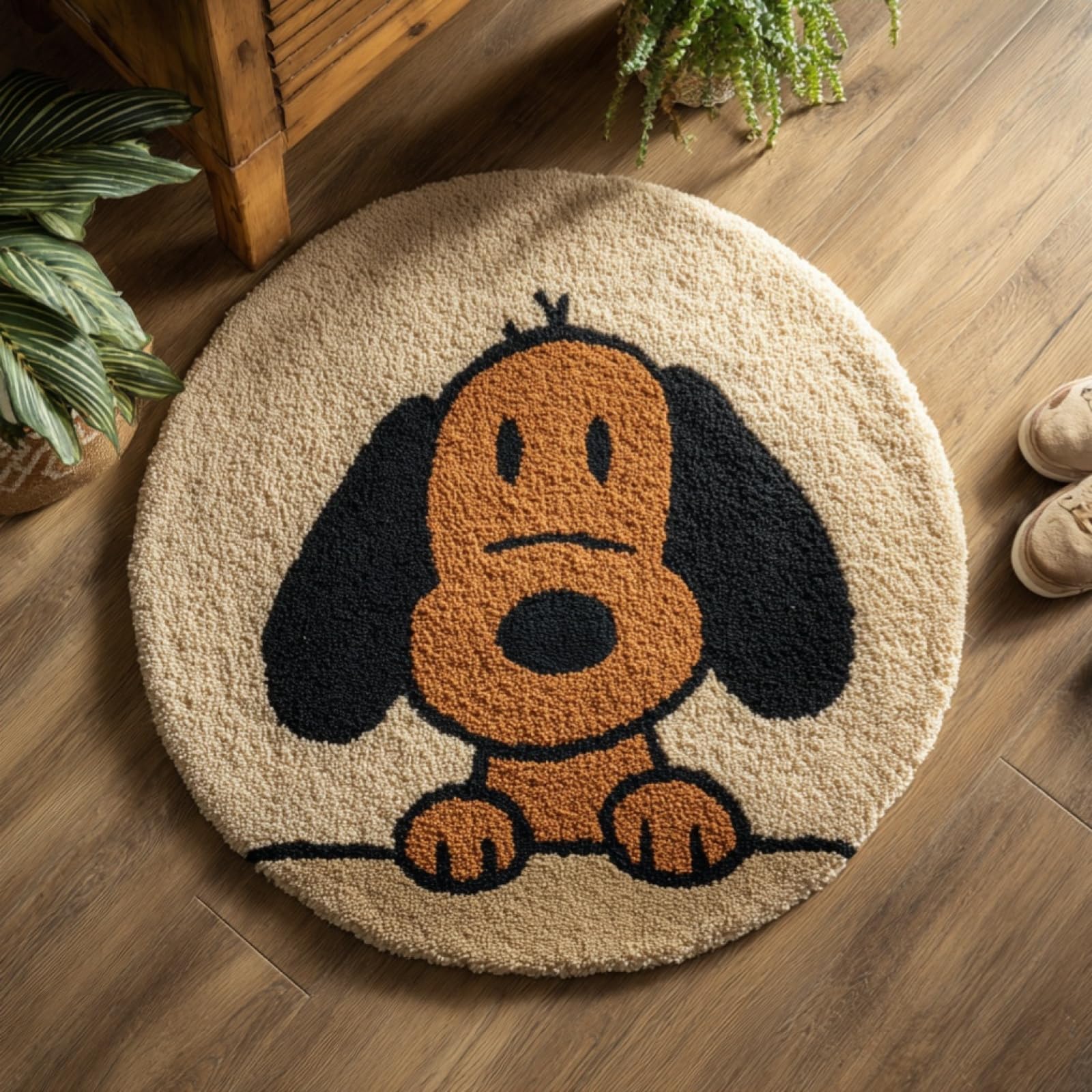 WallustrioaW DIY Latch Hook Rug Kits,Cartoon Dachshund,Pre-Printed Canvas DIY Rug Making Kit,Cross Stitch Carpet Crochet Crafts - Home Decor Project,50x50cm