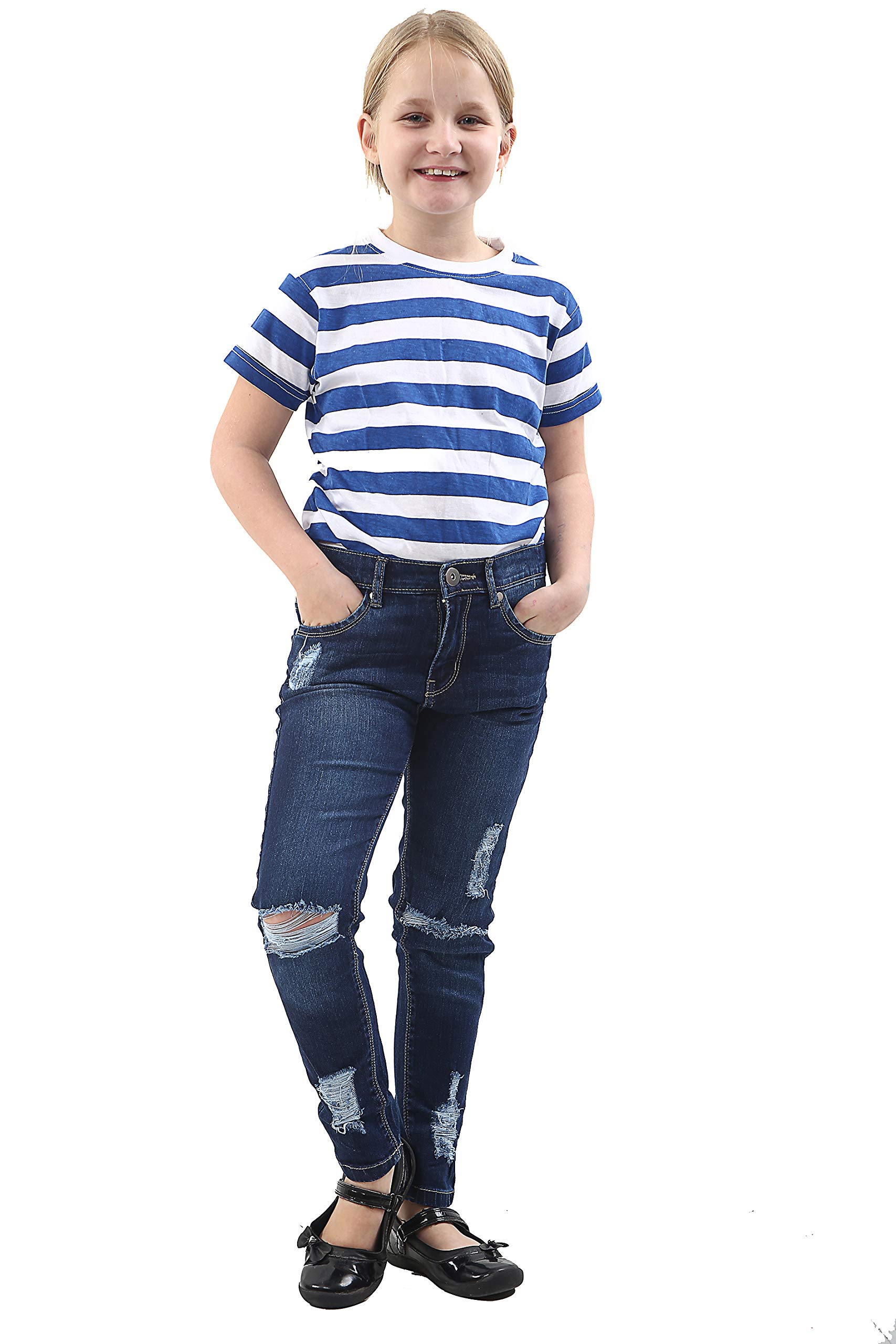 GW CLASSY OUTFITKids Boys Girls Striped T-Shirt PE School Crew Neck Short Sleeves Stripe Shirts Book Week Casual Tops