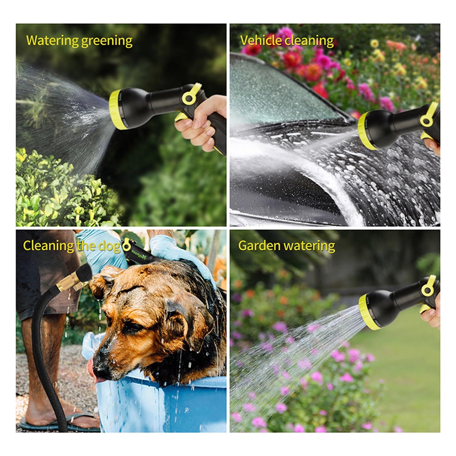 Manguera de jardín Extensible, Manguera de riego de 25 a 100 pies, Manguera de Limpieza de Alta presión, Manguera Flexible Extensible (50 pies - Extensible hasta 15 m)