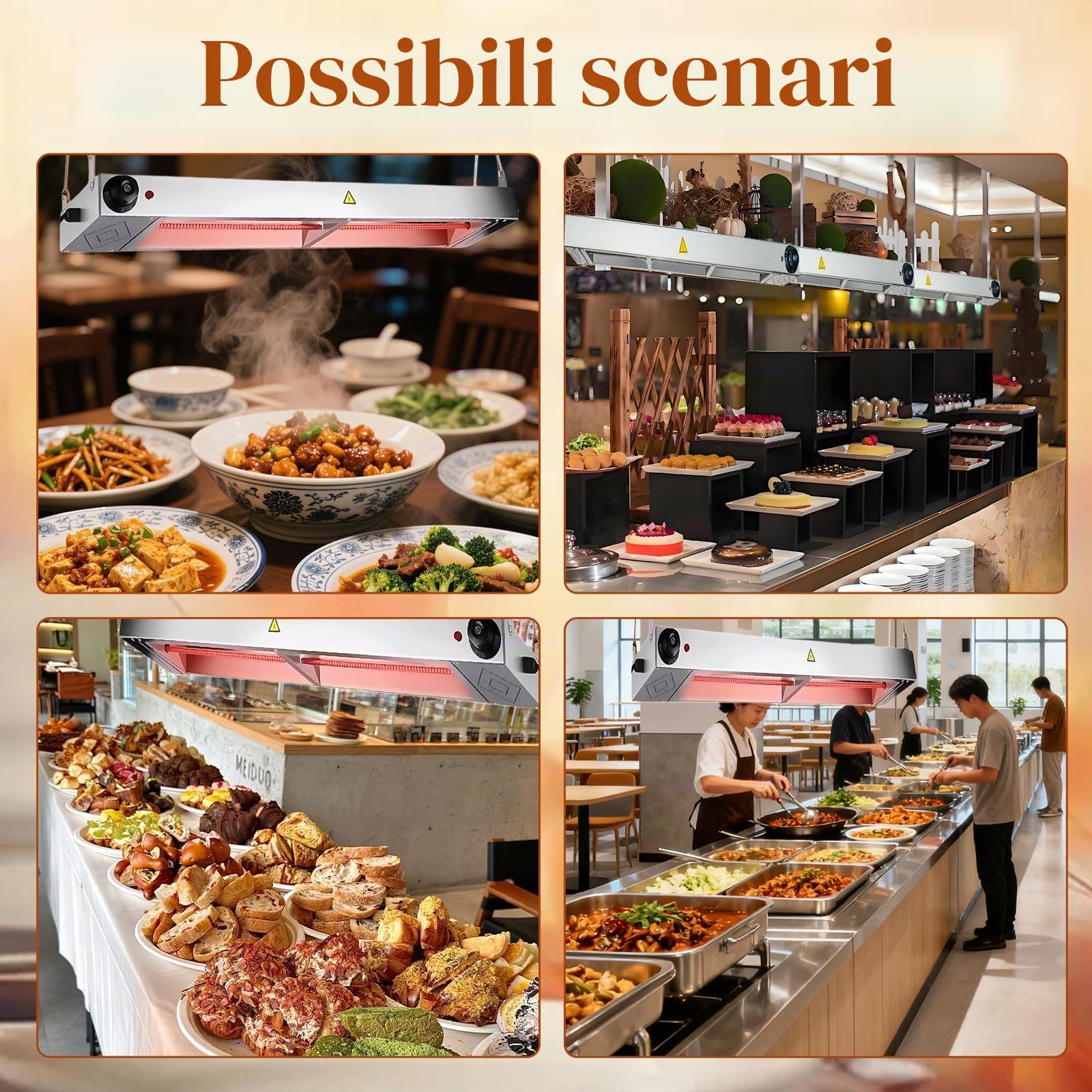 Lampade Scaldavivande Cucina, Sospeso Lampada Riscaldante per Alimenti | Commerciale Lampada Riscaldante Infrarossi per Buffet, Hotel e Ristoranti, Temperatura Regolabile 30-85°C