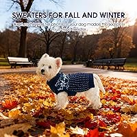 Vista 7 de FUAMEY - Suéter navideño para perros, suéter cálido clásico con diseño de copo de nieve para Año Nuevo, suéter de cuello alto de punto para clima