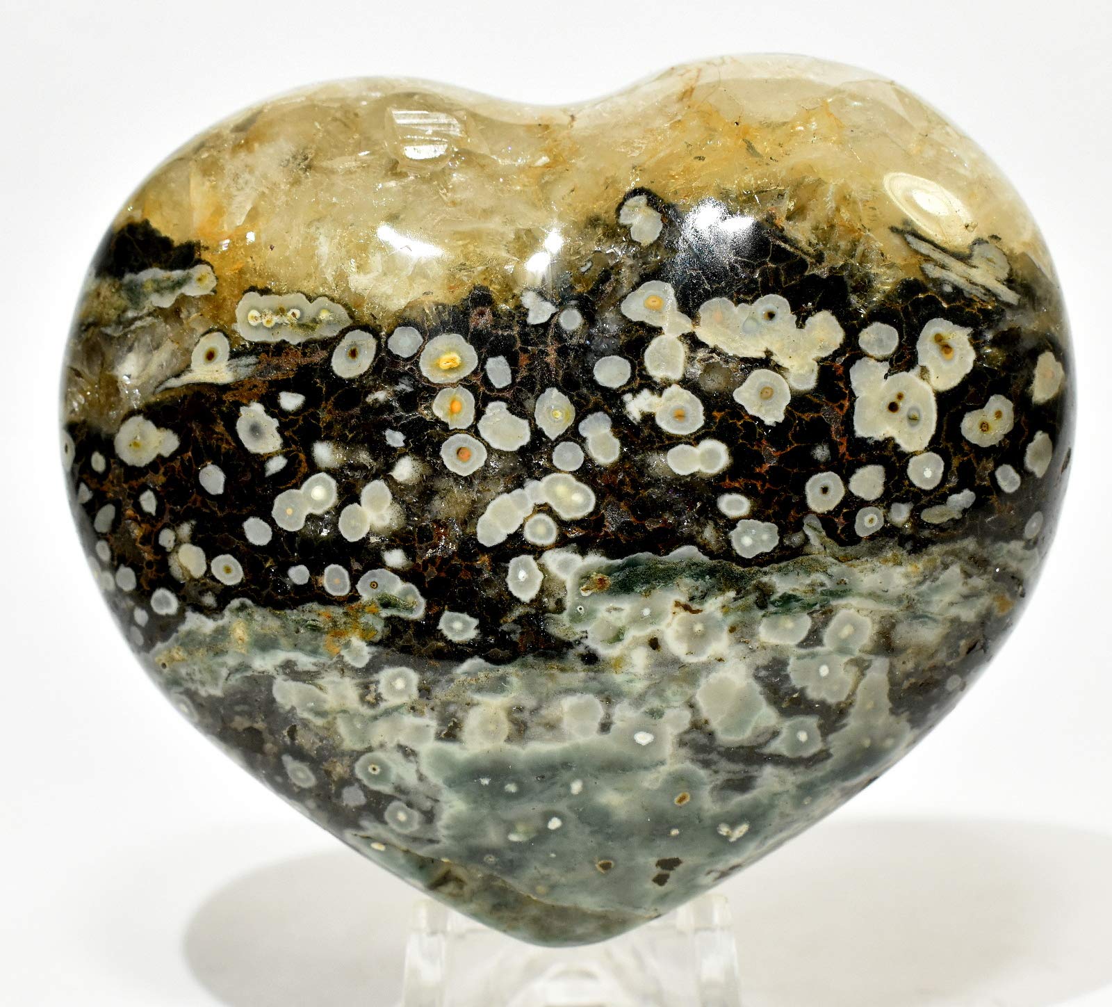 オーシャンジャスパー ハート（大） 台座セット