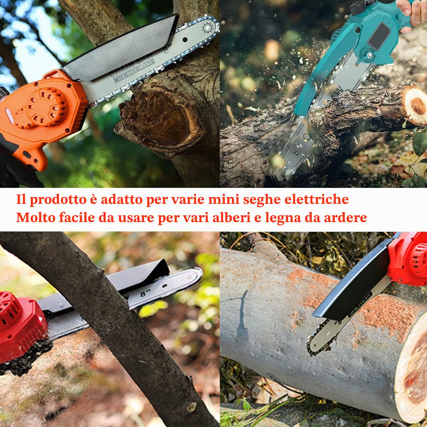 Catene 8 Pollici Sega Mini Motosega，Catena di Ricambio Ricaricabile Portatile da 8 pollici 3 pezzi，Catene Lunghezza 31cm，1/4"， 0.043"(1.1mm)，48DL (3PCS-8IN-1/4 043 48DL)