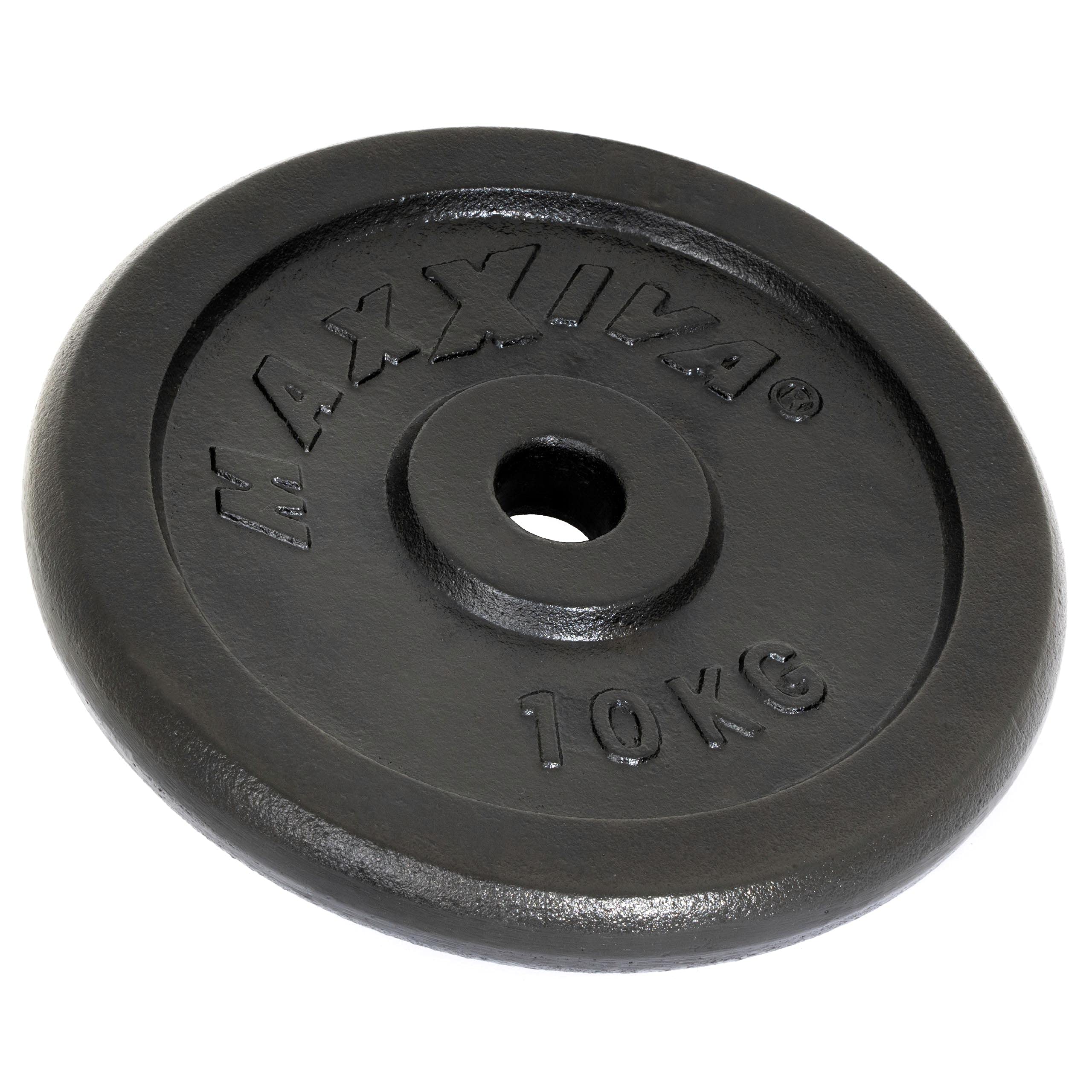 Hantelscheiben 2er Set Gewichtsplatte je 10 kg 100% Gusseisen schwarz 20 kg Fitness Krafttraining Bodybuilding Workout Gewichtheben Reha