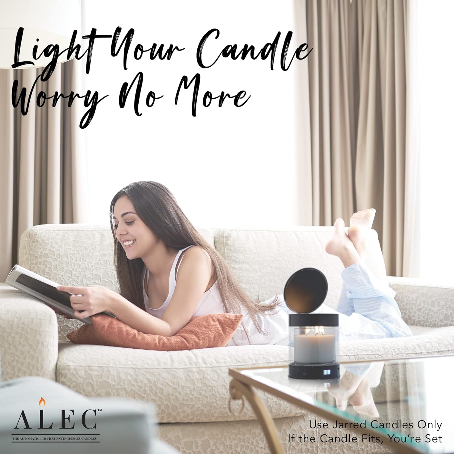 ALEC {Old Plastic Model} Clear Hurricane Automatic Candle Holder & Extinguisher with Rechargeable Timer Lid & Stand | Small Bronze Pillar & Votive Candle Holders for Home Centerpiece Table Decorations