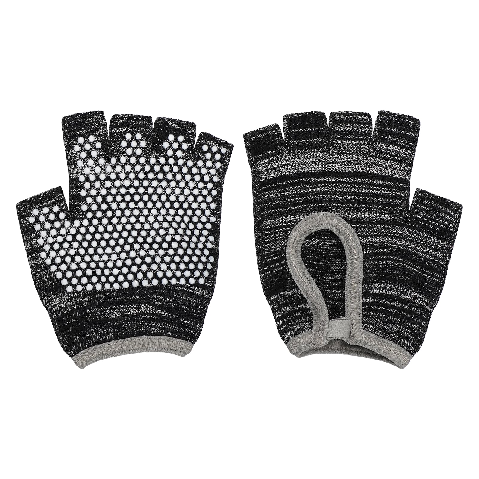 YELARXI Yoga Gloves, Non Slip Fingerless Pilates Gloves Breathable Exercise Workout Mittens - Fitting For(Men Women Gym/Weight Lifting/Cycling/Training), Black Grey