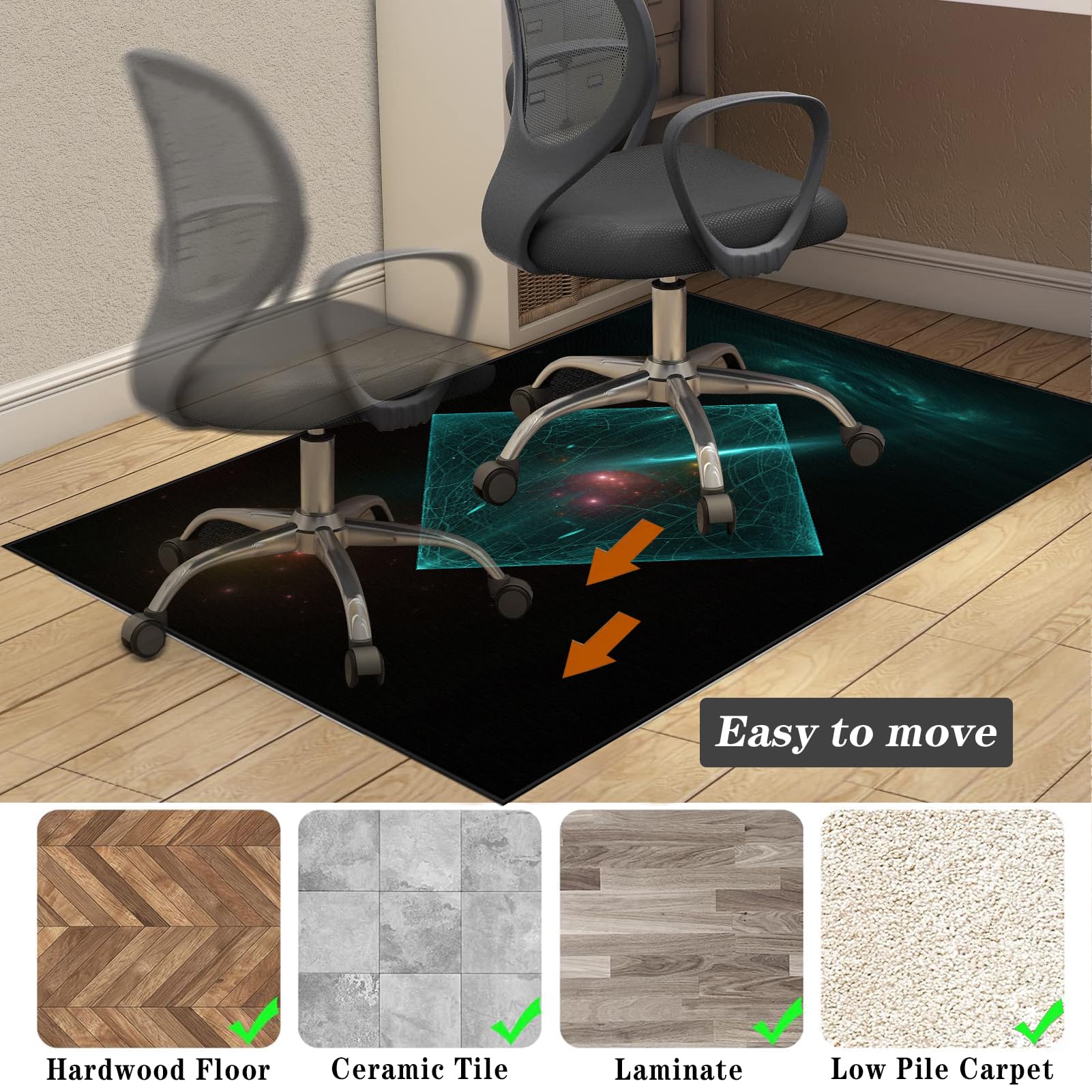 EYZO Office Computer Gaming Chair Mat voor vloerbedekking, bureaustoel matten hardhouten vloeren, multifunctionele beschermer stoel tapijt voor thuiskantoor, beschermt vloeren, ronde vloermat, 140 cm diameter tapijt