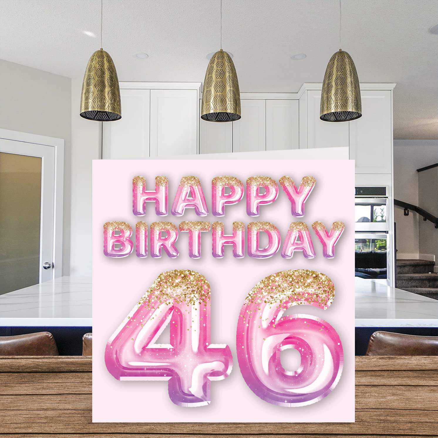 Amazon | 46歳の誕生日カード 女性用 - ピンク&パープルのグリッター