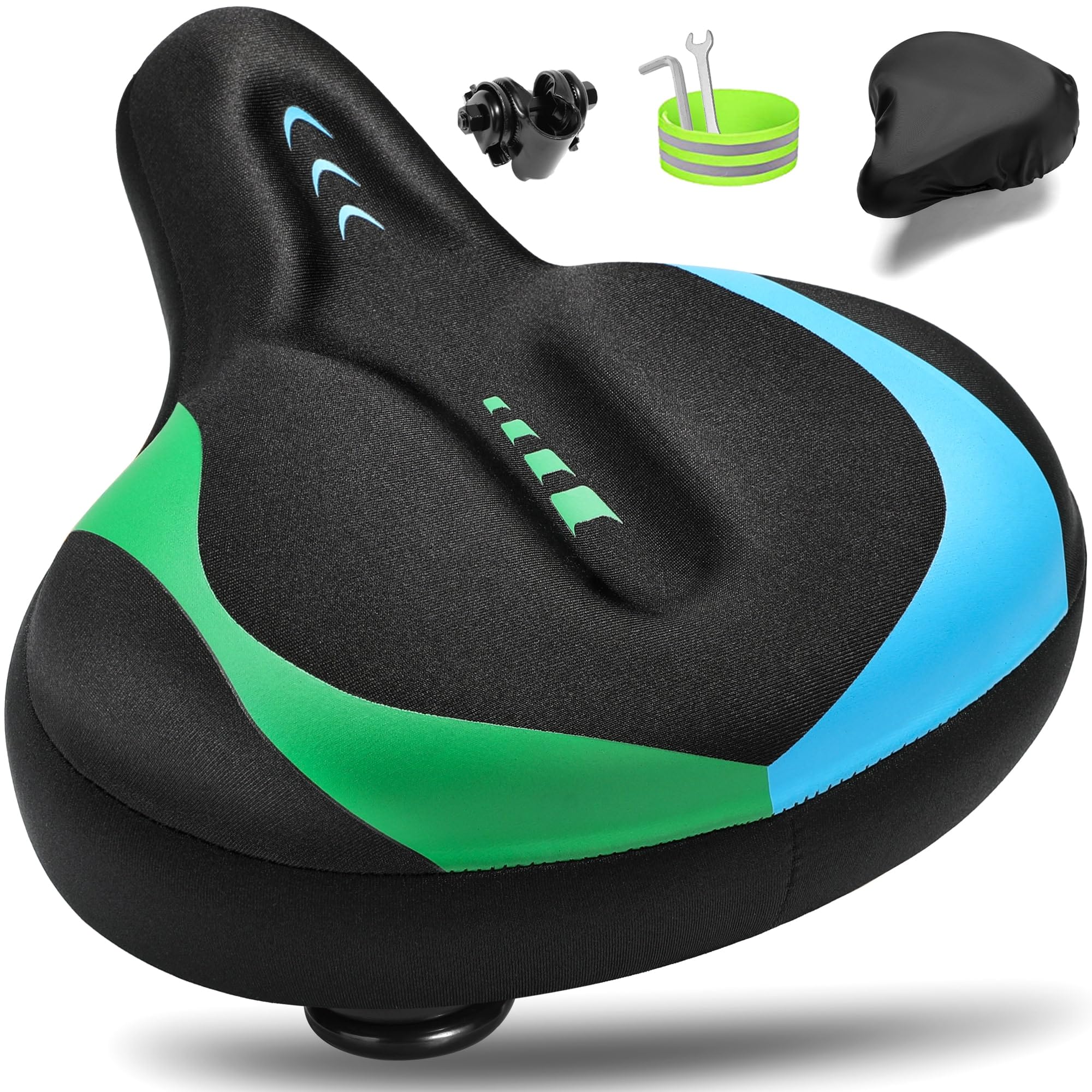 Komfort Fahrradsattel Mit Gel  Memory-Schaum, Kunstleder, Schwarz, Fr  Herren/Damen/eBike