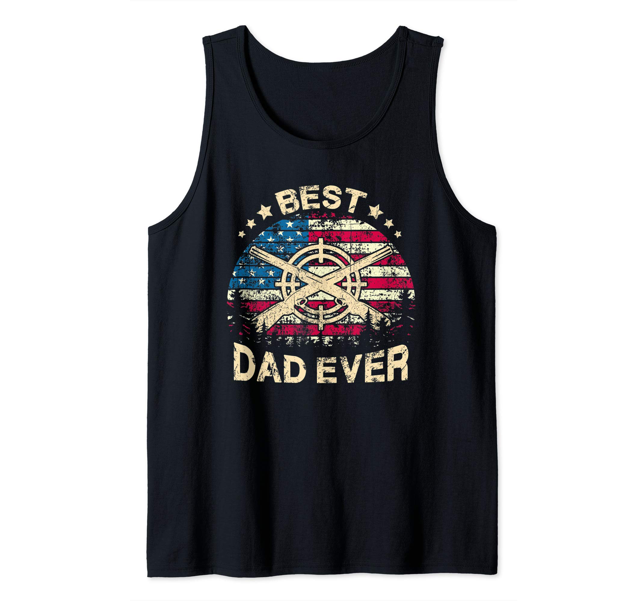 AIUS Funny Hunting Dad Shirts American FlagMens Best Buckin Dad Ever Shirts Hunting Hunter American Flag Tank Top