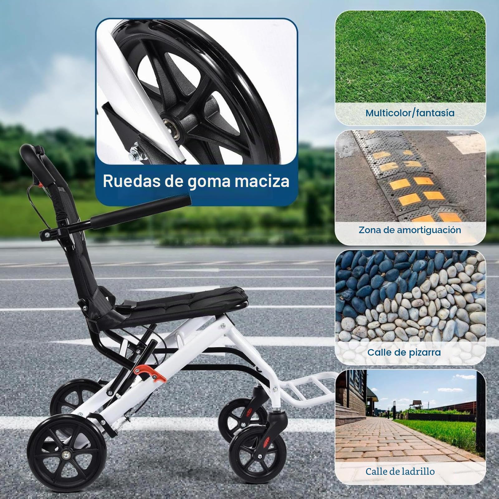Silla de ruedas plegable de 8,2 kg – Silla de ruedas ligera con freno de mano, silla de ruedas para personas mayores y ancianos, soporta 100 kg, ayuda compacta para movilidad interior y exterior