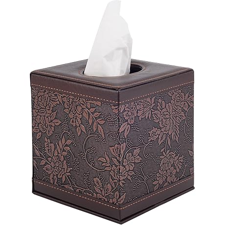 Vintage Leather Square Tissue Box Cover